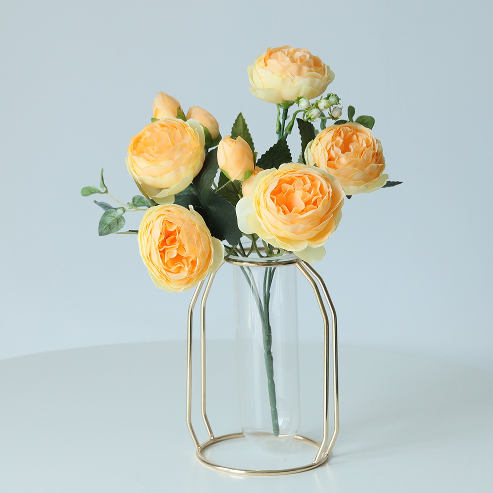 Small Silk Peony Bouquet Fake Flowers Bunches for Wedding