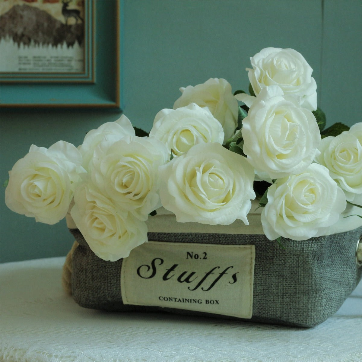 Cream White Artificial Flowers Silk Roses for Wedding Centerpieces 10pcs