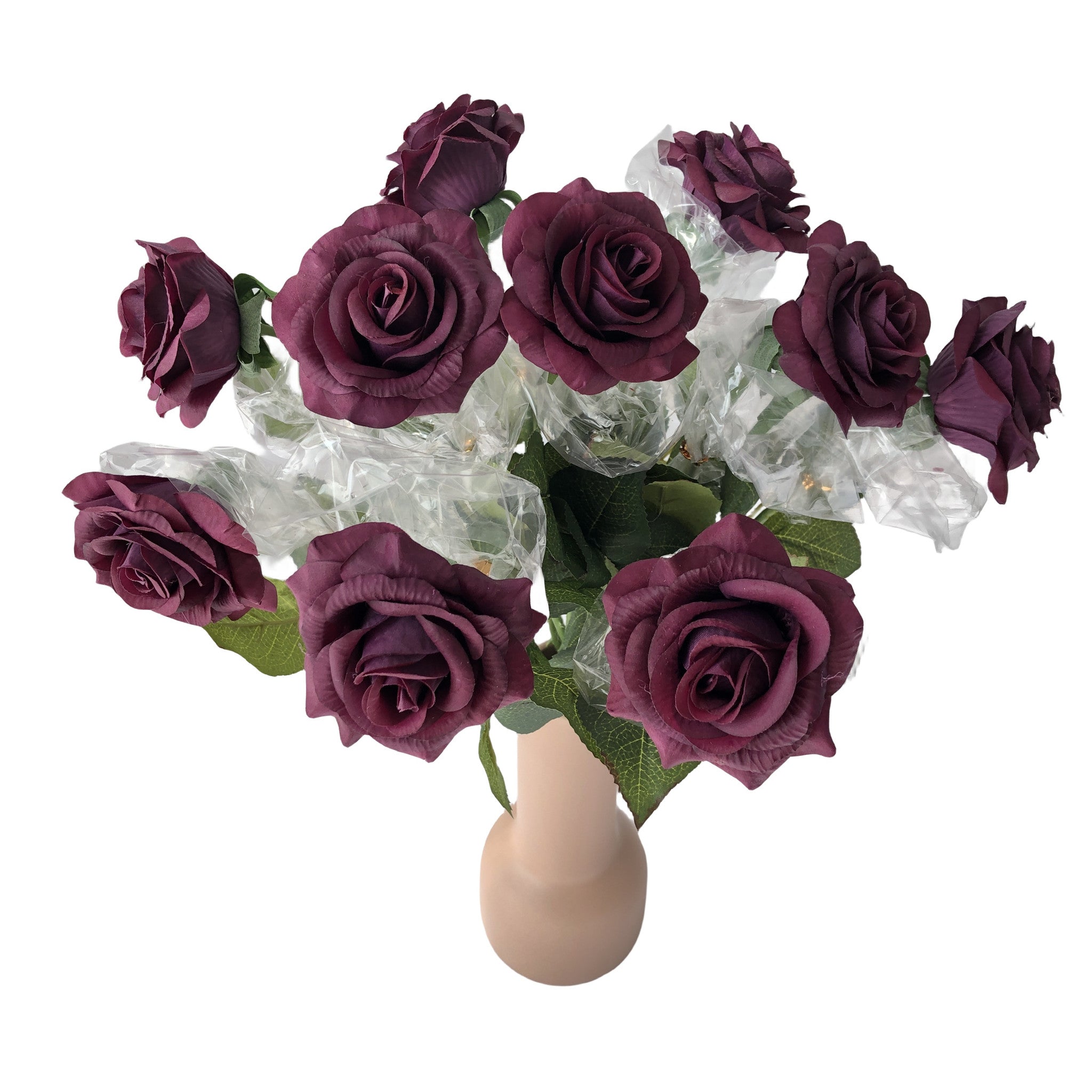 Burgundy Real Touch Rose Plum Wedding Flowers