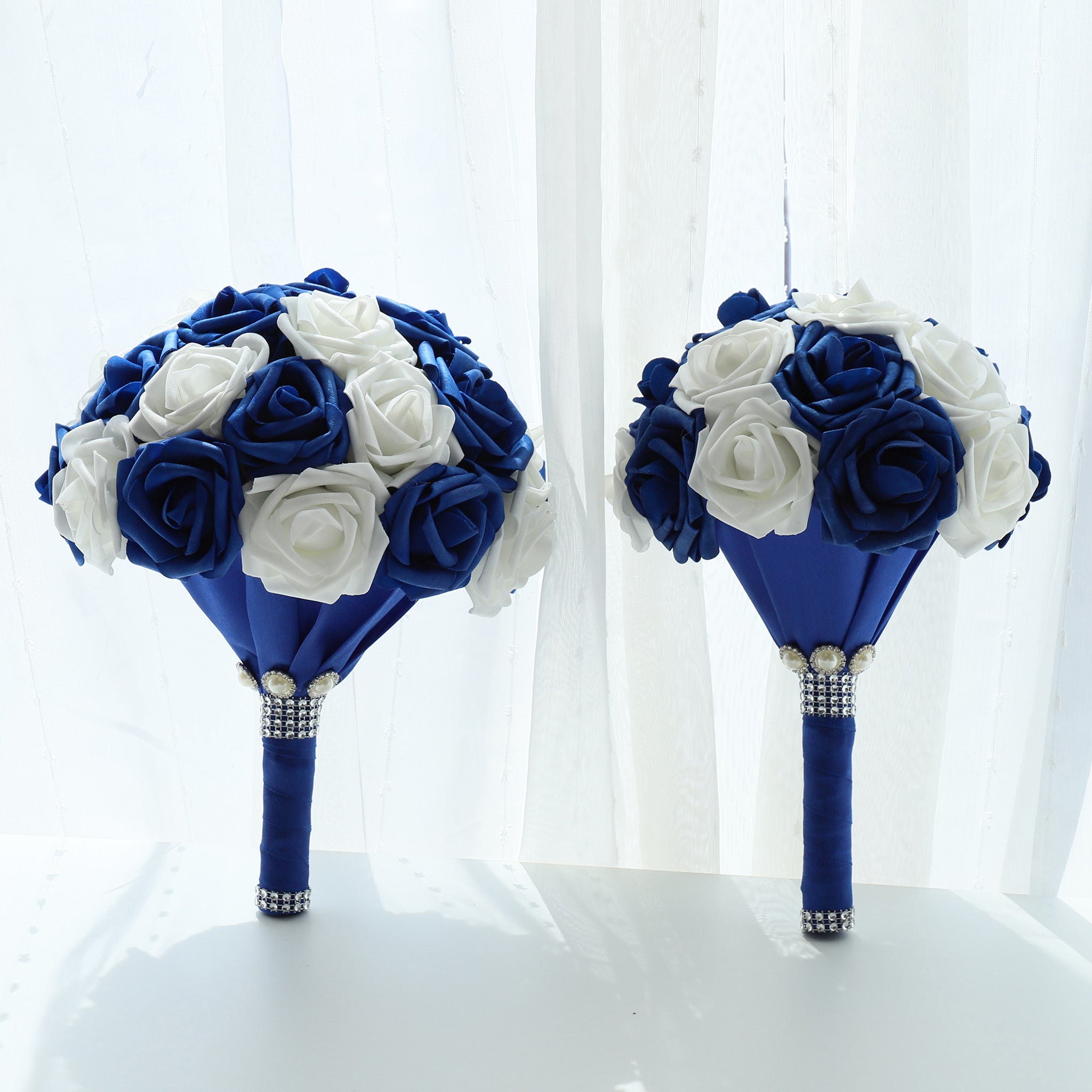 Wedding Bouquets Royal Blue and White Roses