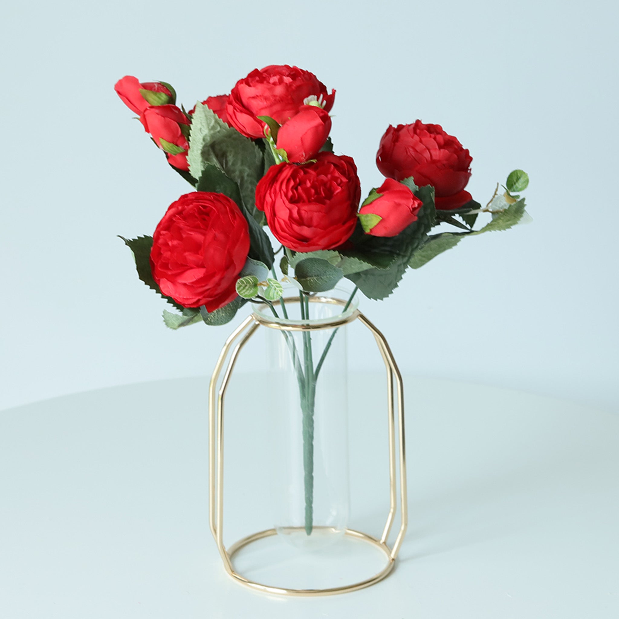 Small Silk Peony Bouquet Fake Flowers Bunches for Wedding