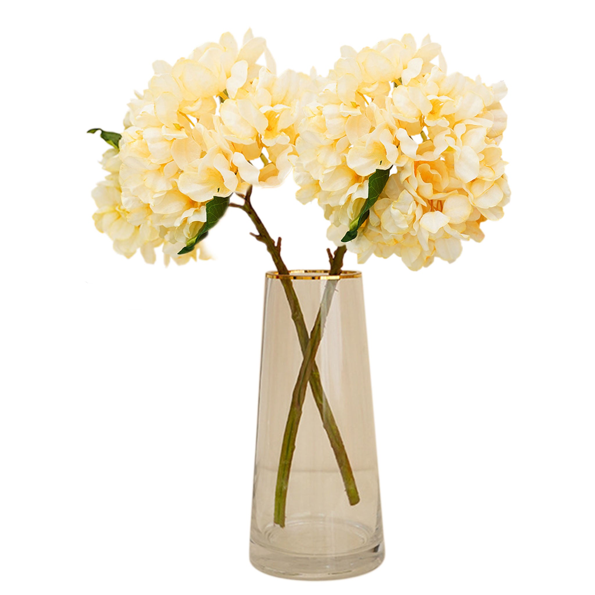 Large Hydrangea Bush Faux Flowers Short Stem