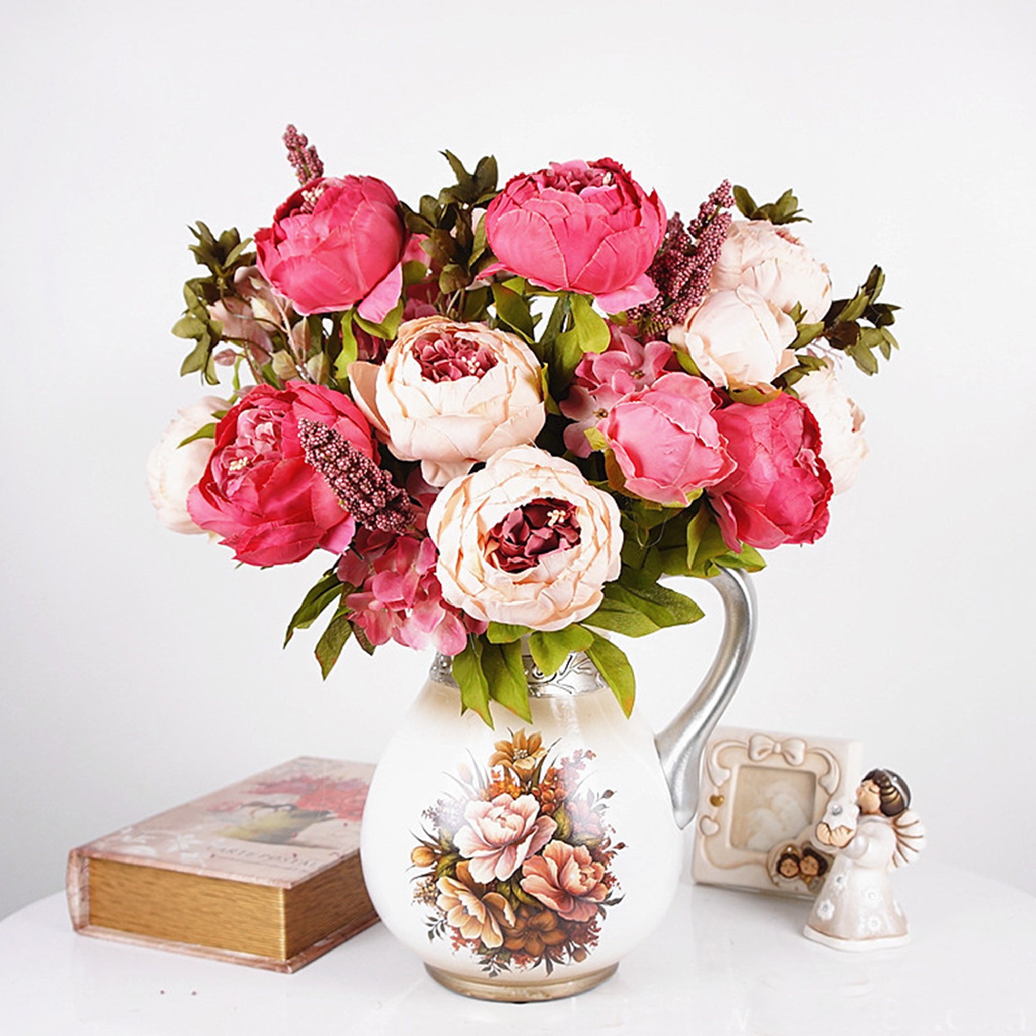 Decorative Artificial Flower Silk Peony Flowers Bouquet 10 Flower Heads Peonies