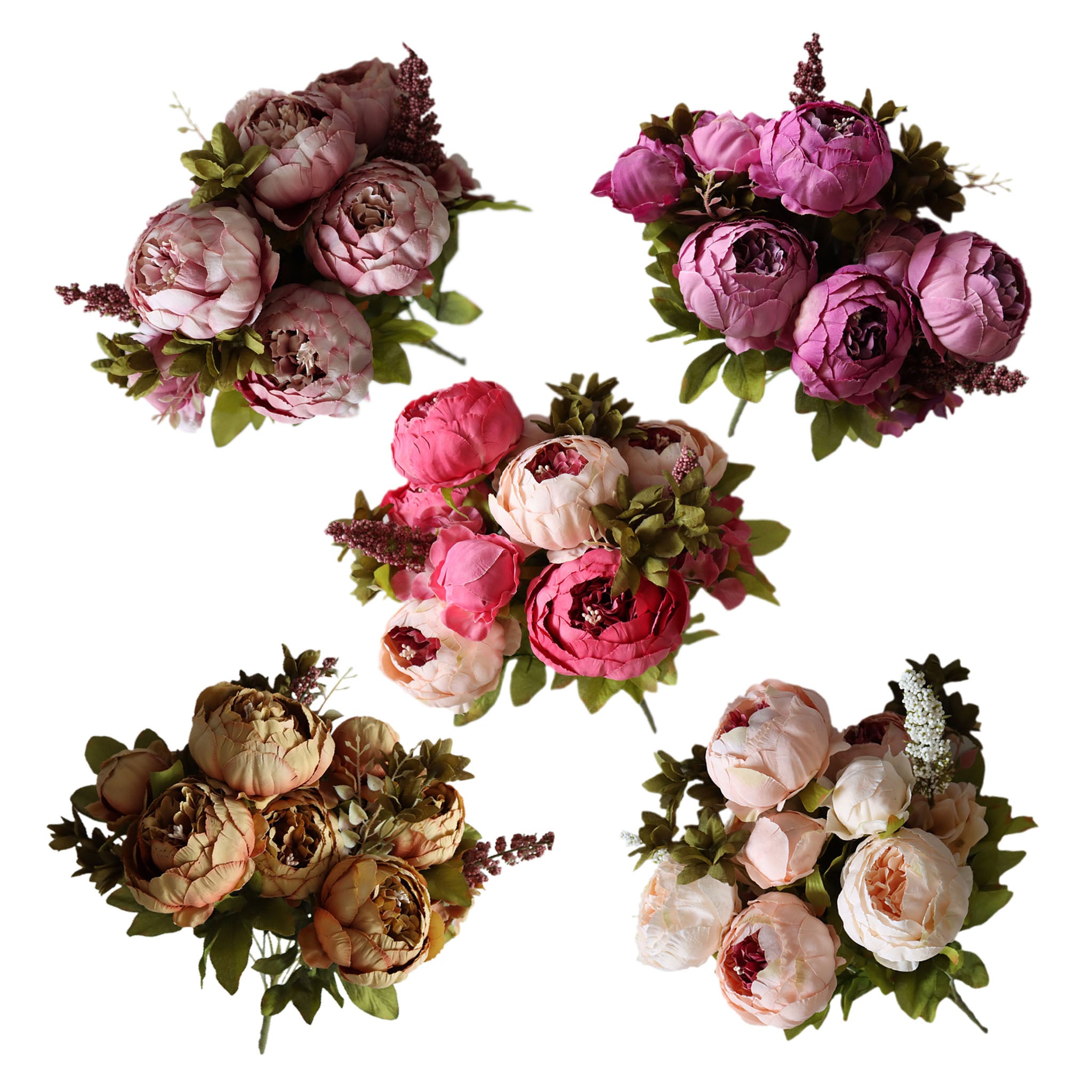 Decorative Artificial Flower Silk Peony Flowers Bouquet 10 Flower Heads Peonies