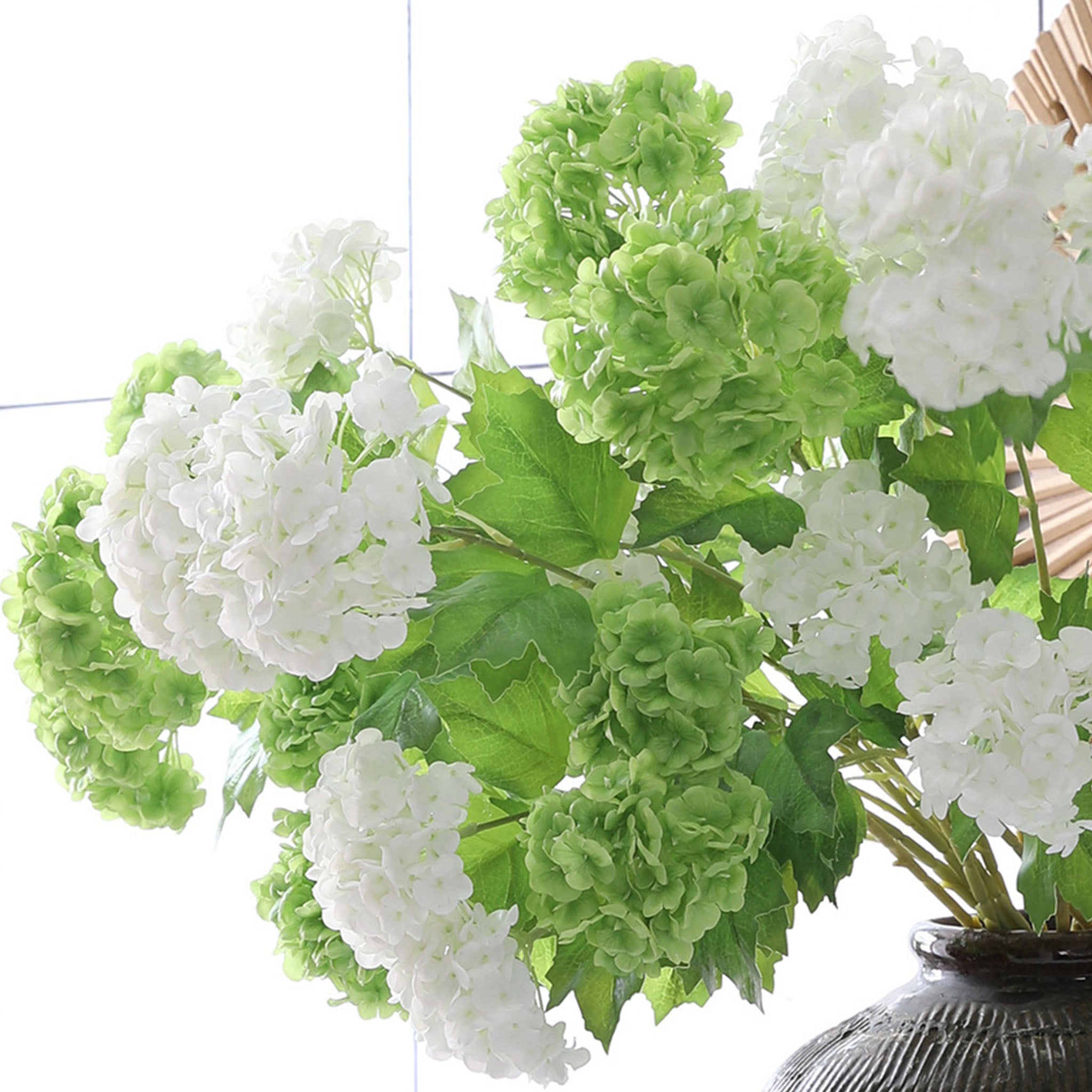 Artificial Snowball Hydrangea Branch 26"