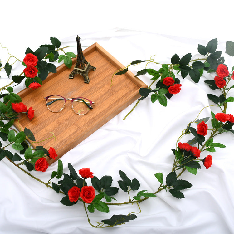 Realistic Flower Garland Silk Rose Vine Ivory, Pink, Red, Champagne
