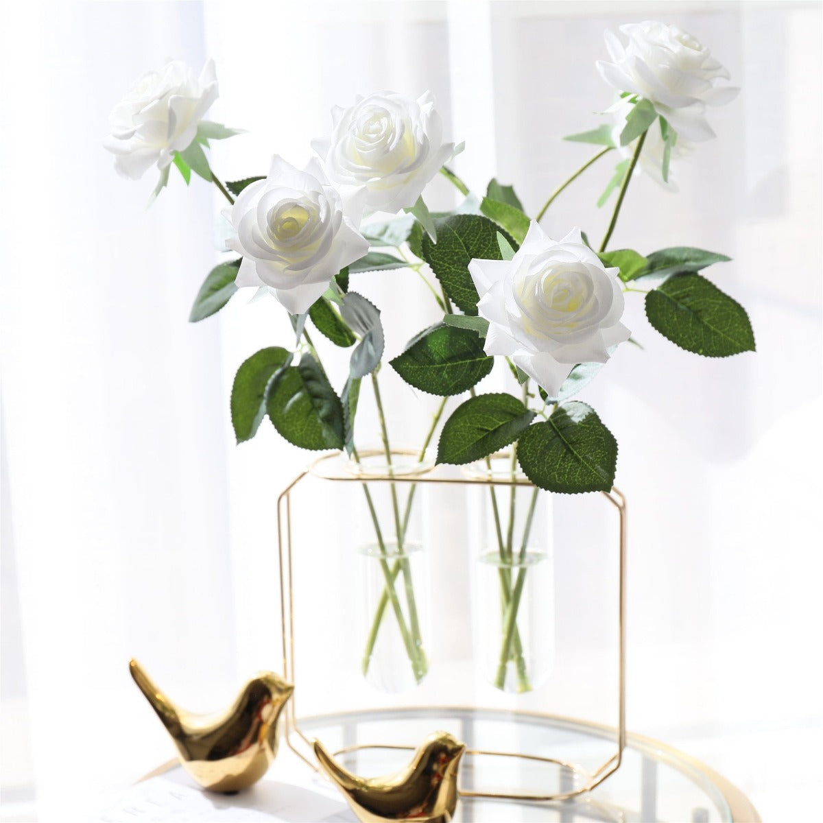Latex Roses Silk Flowers Artificial 10 Stems for Home Decor