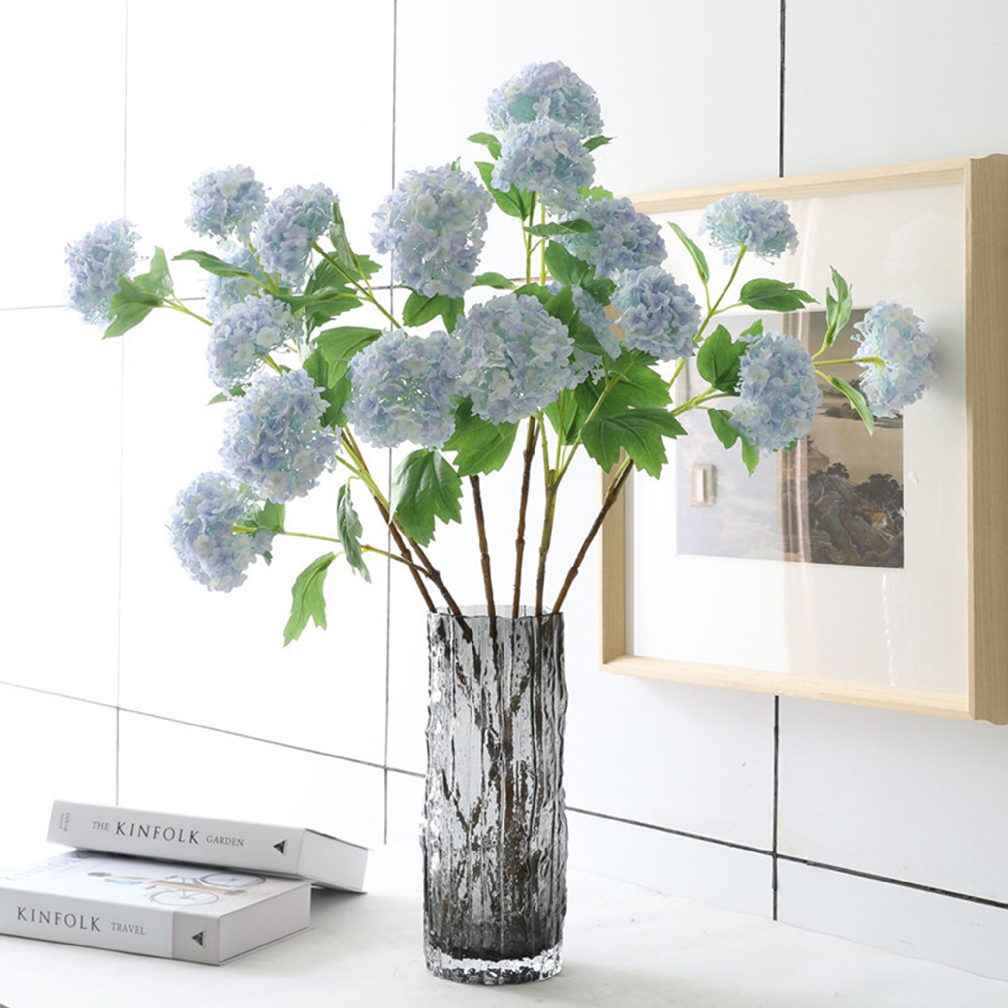 Fake Hydreangea Snowball Flower Spray 32"