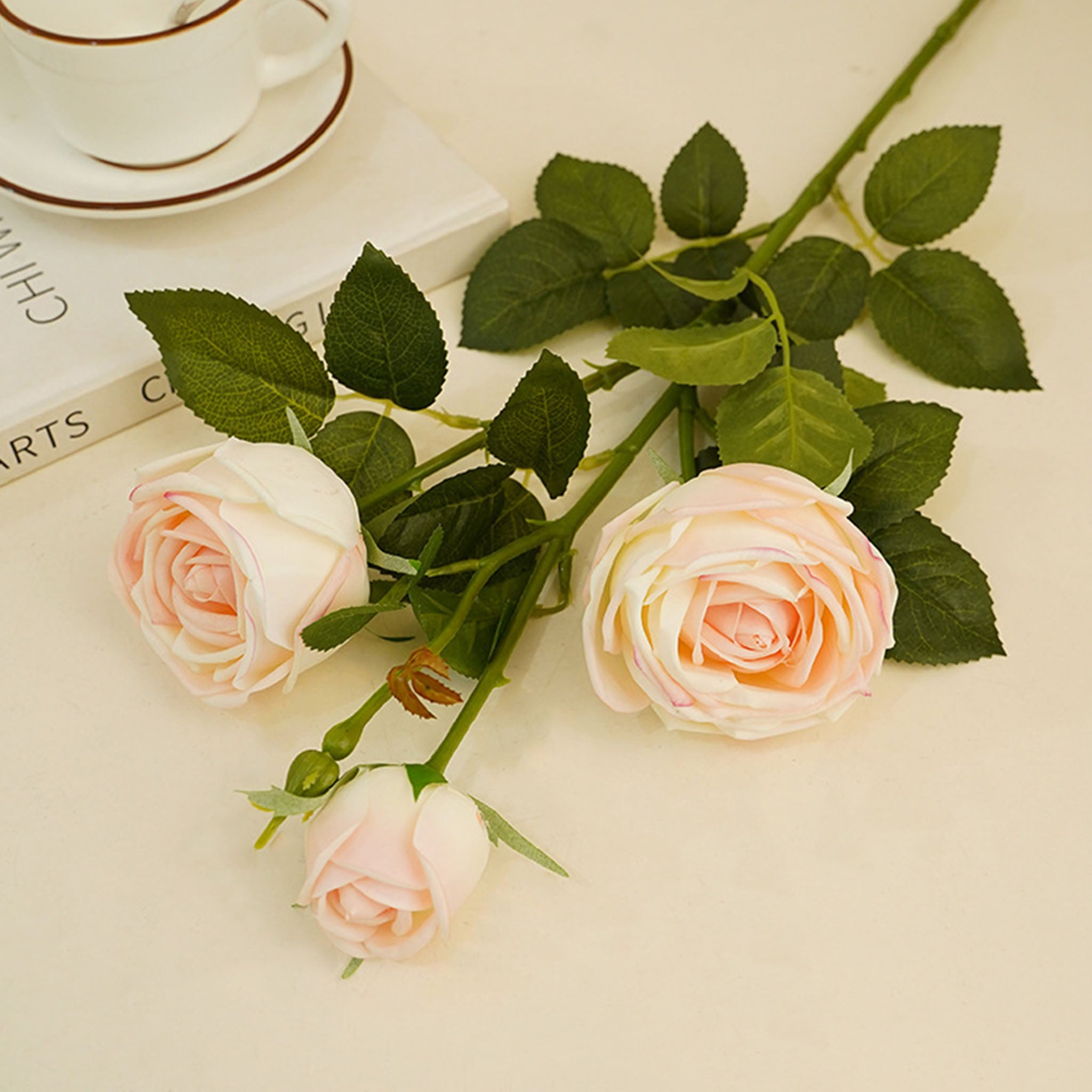 Real Touch Cabbage Roses Realistic Spray Flowers