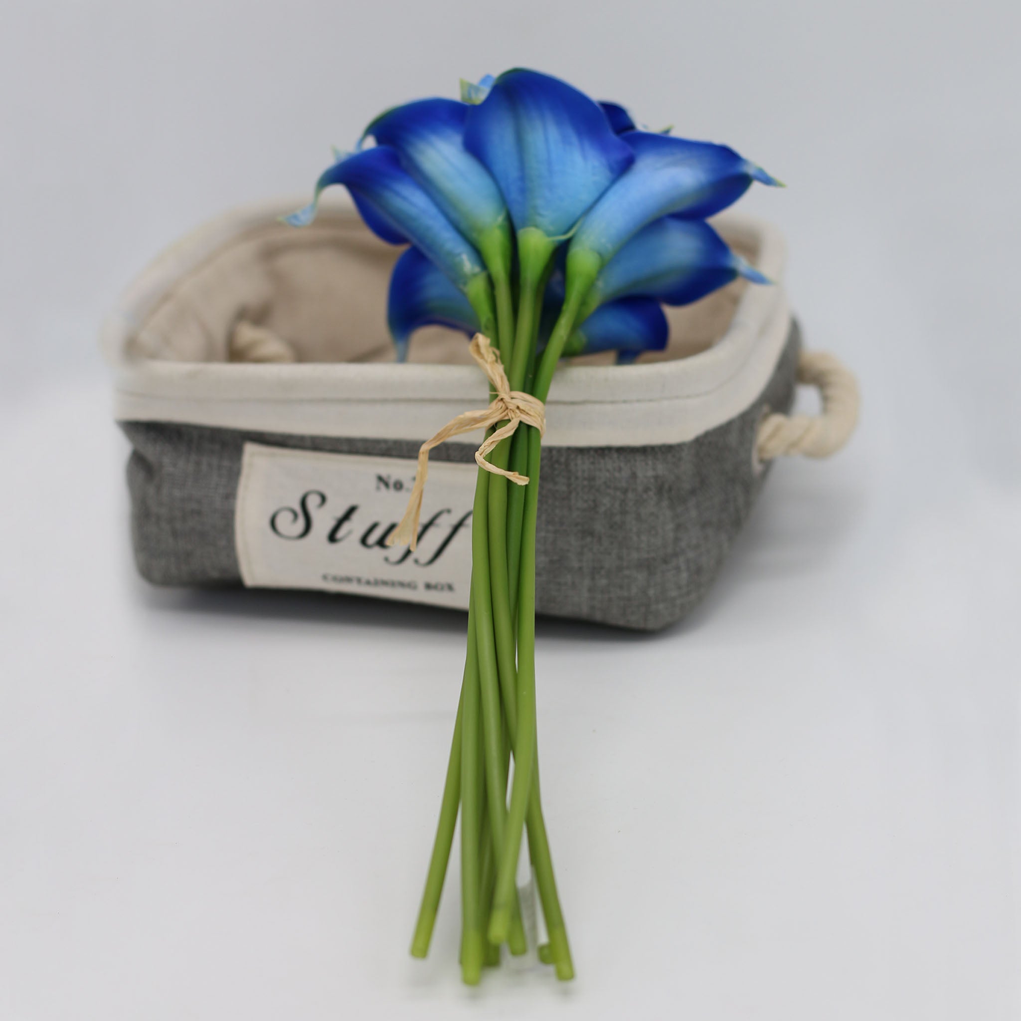 Picasso Royal Blue Calla Lily Bouquet Real Touch Latex Flower