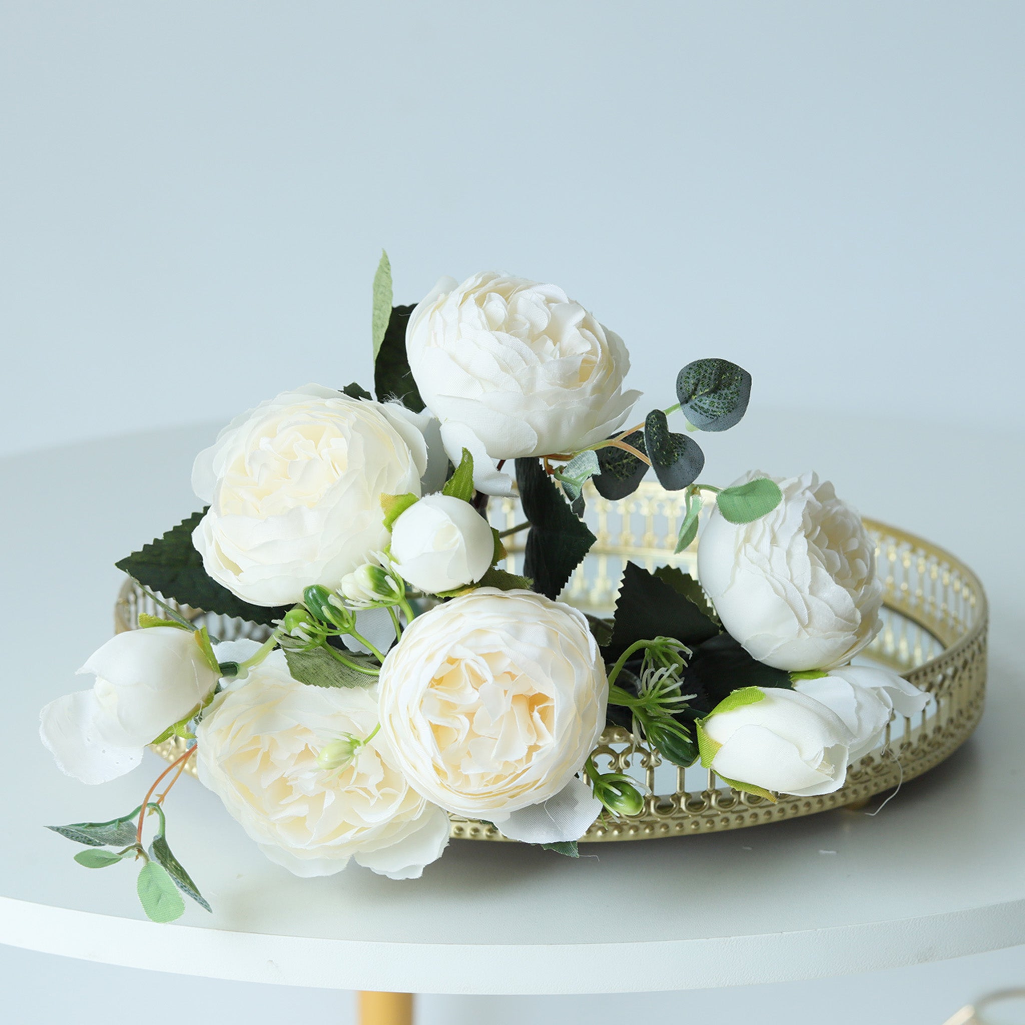 Small Silk Peony Bouquet Fake Flowers Bunches for Wedding
