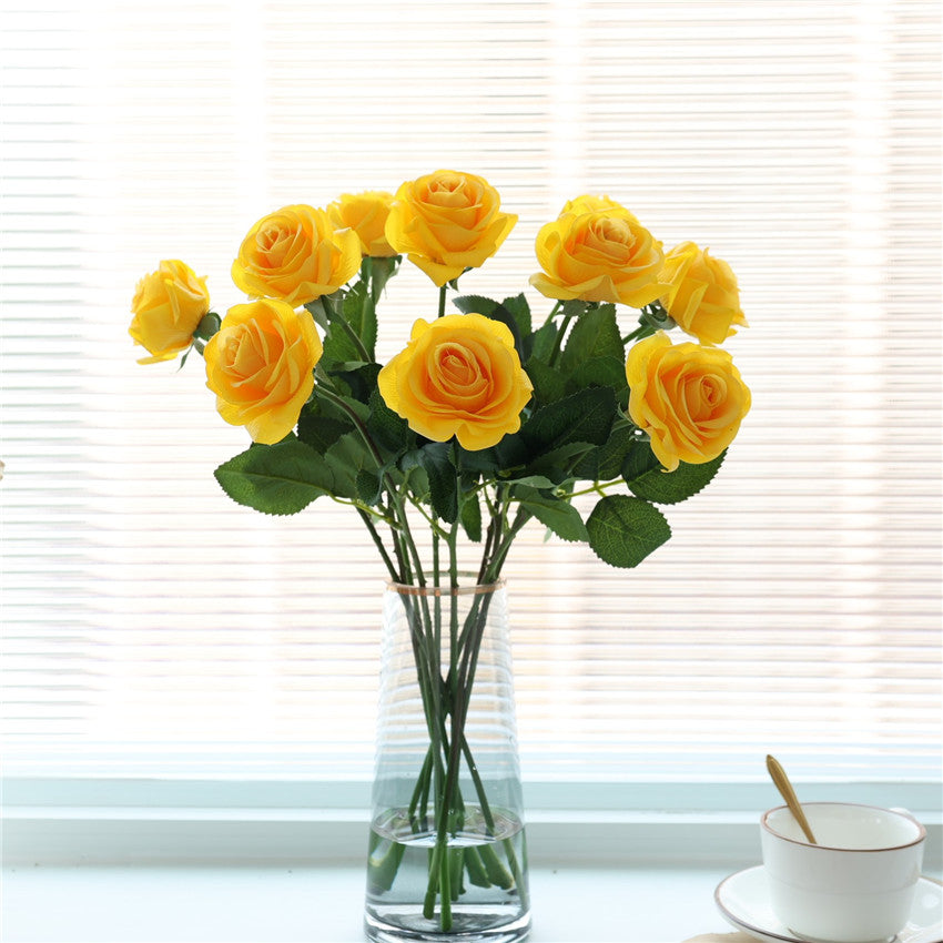 Wholesale Flowers Yellow Real Touch Roses 100 pcs