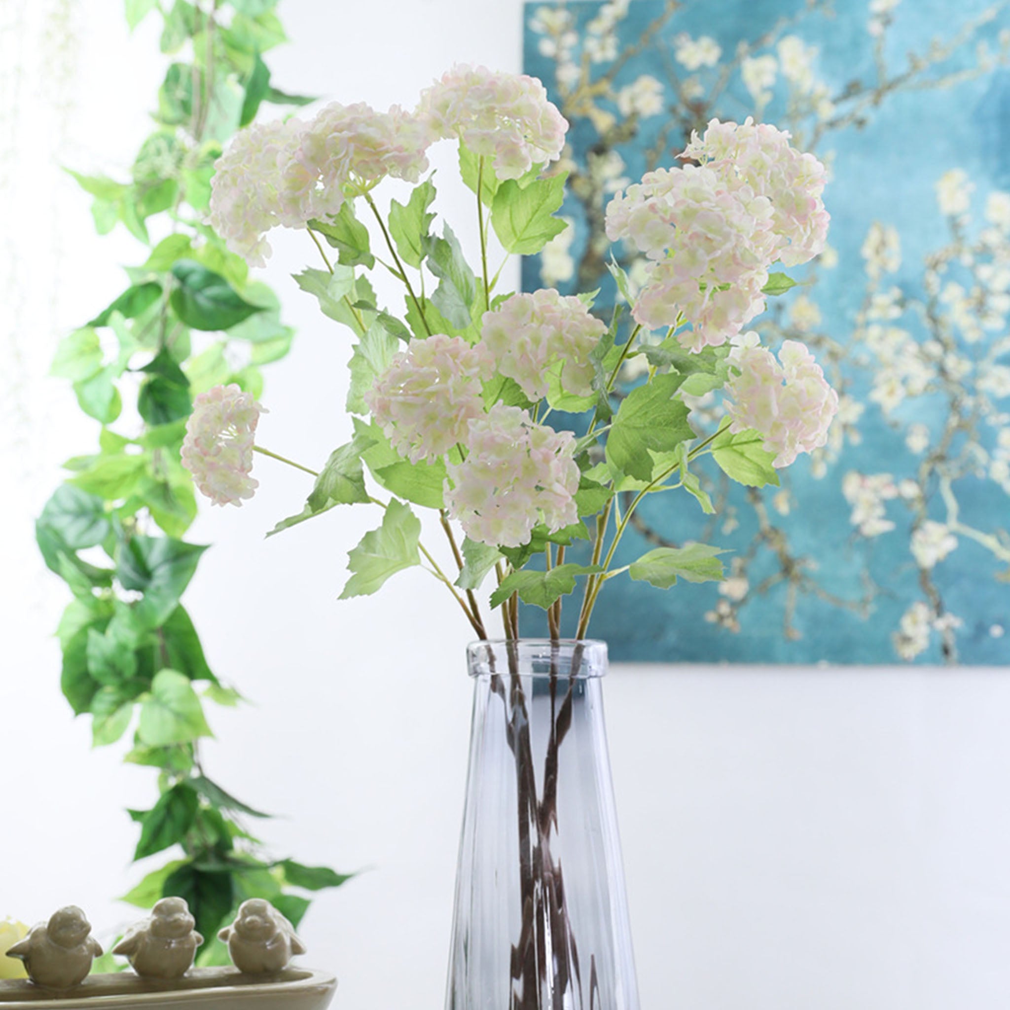 Artificial Snowball Hydrangea Branch 26"