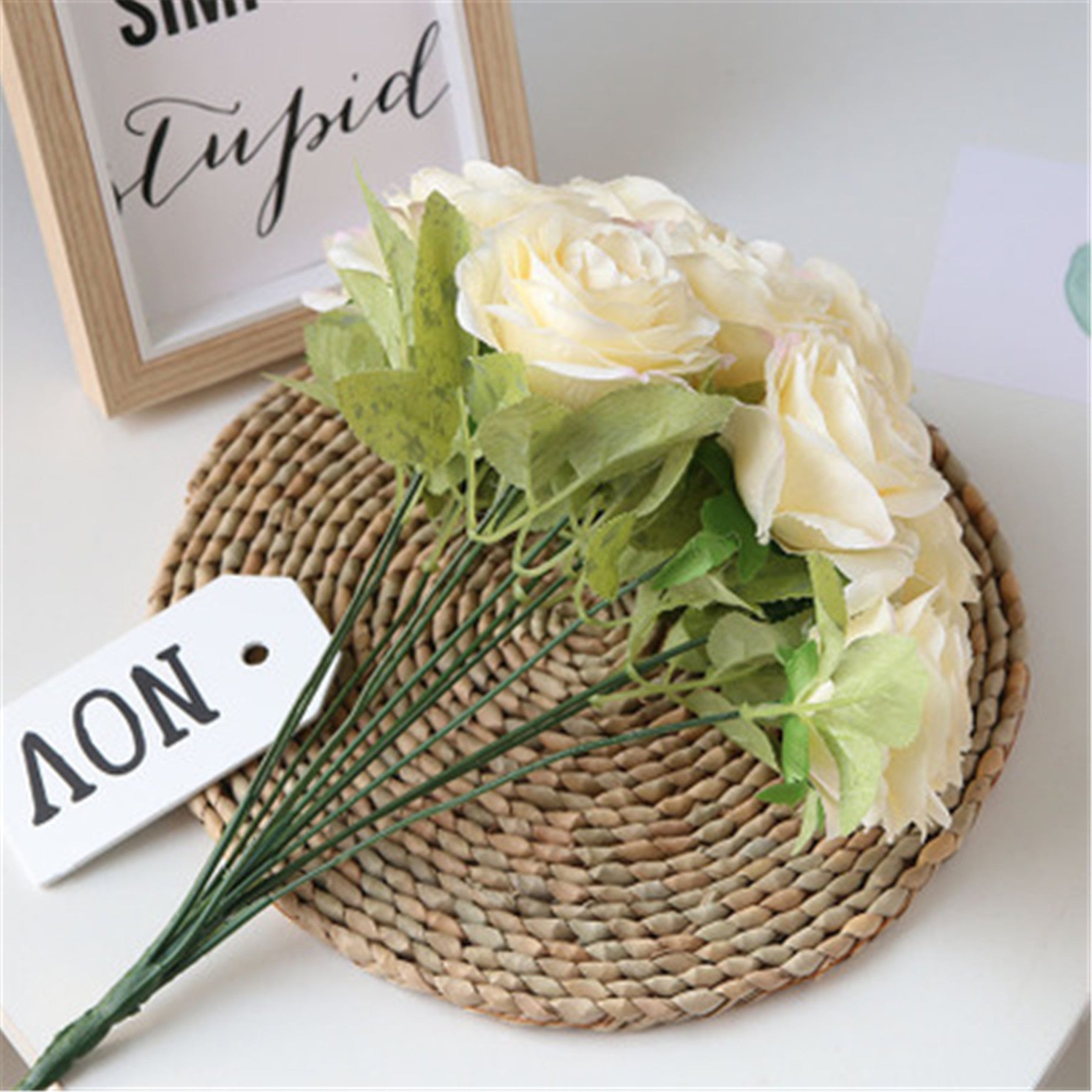 Silk Wedding Flowers Dusty Pink Cream Rose Bunches