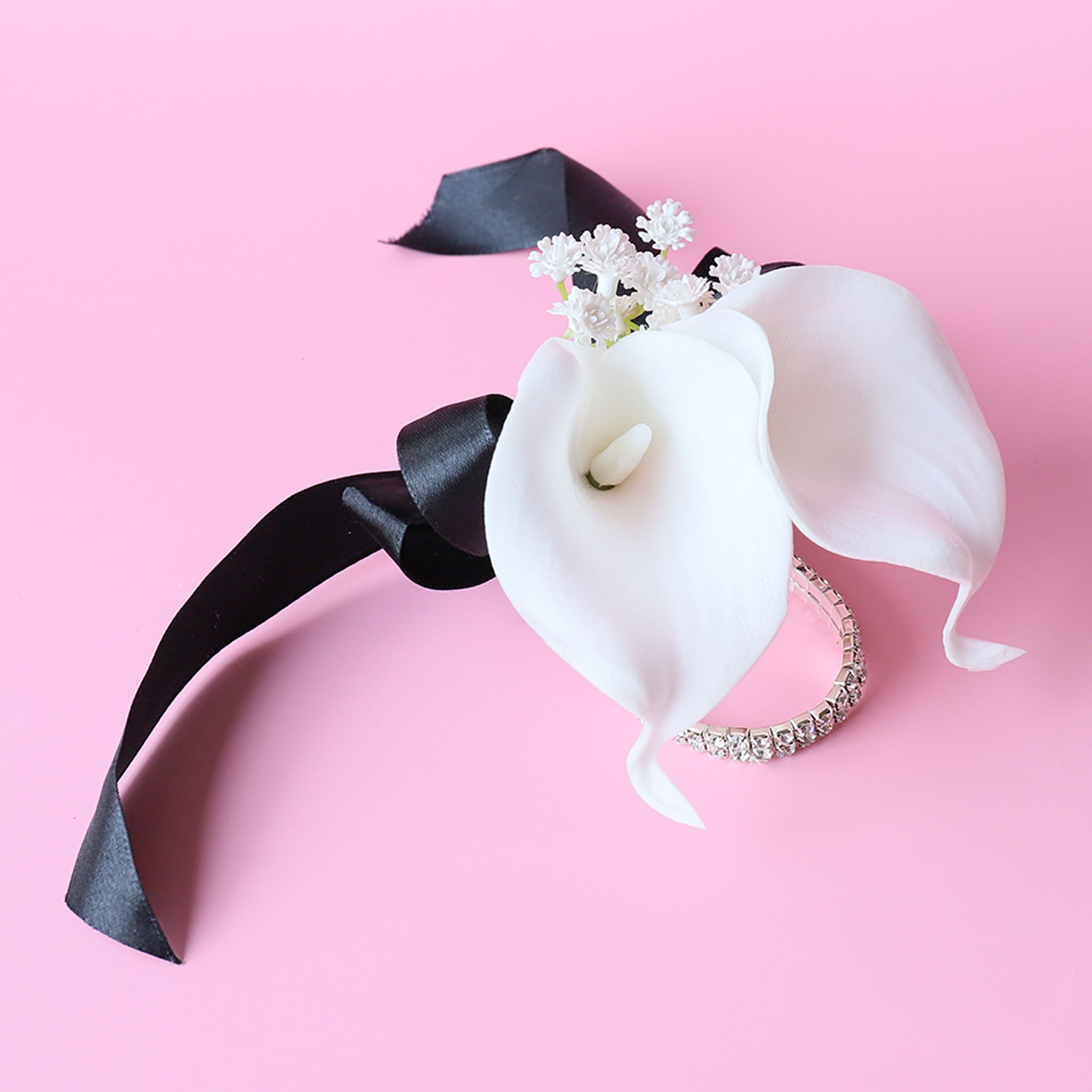 White Calla Lily Wrist Corsage for Wedding