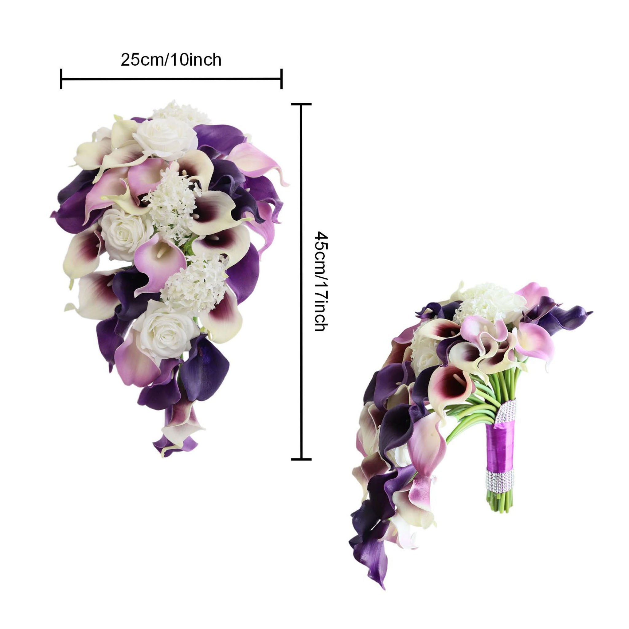 Purple Calla Lily Cascading Bouquet for Bridal