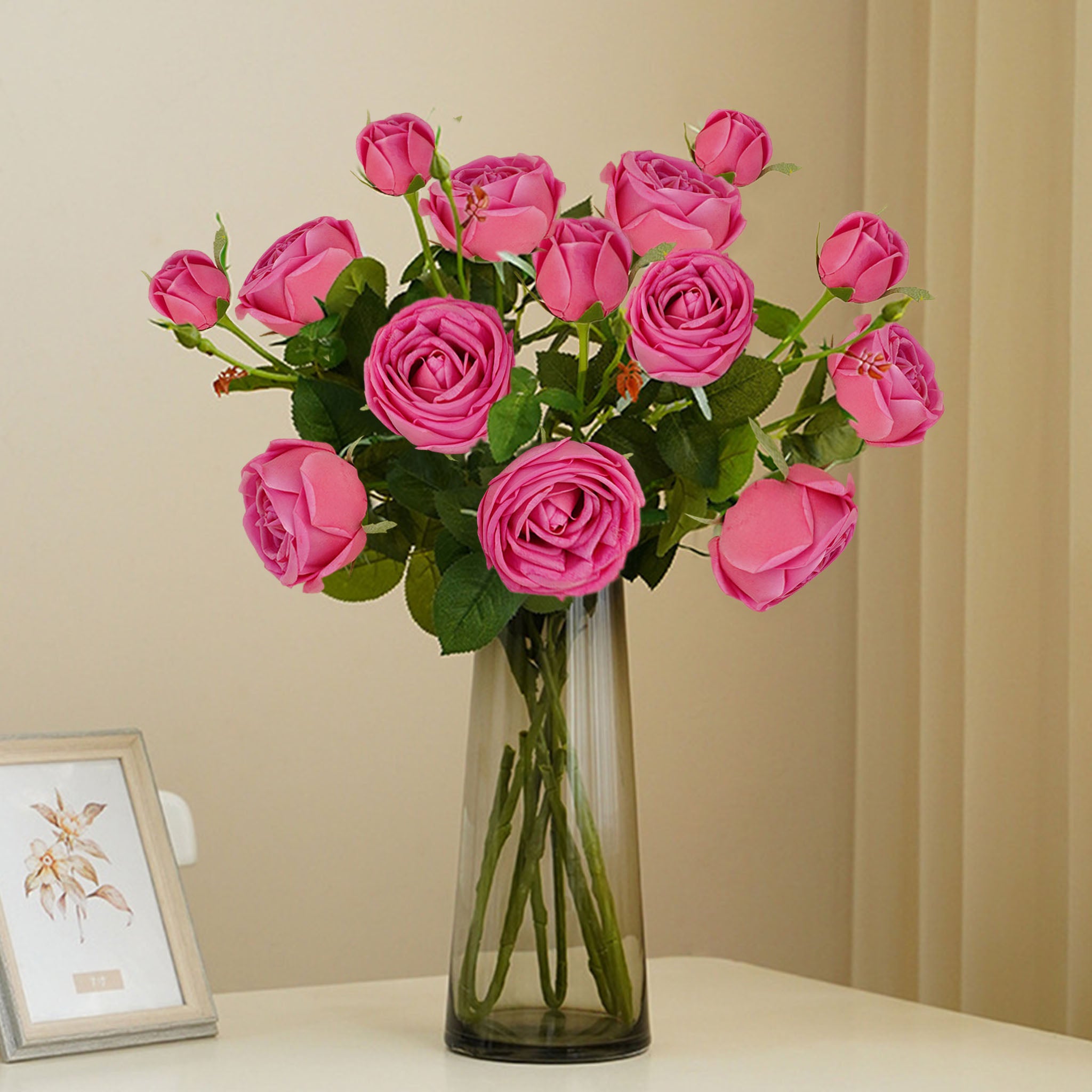 Real Touch Cabbage Roses Realistic Spray Flowers