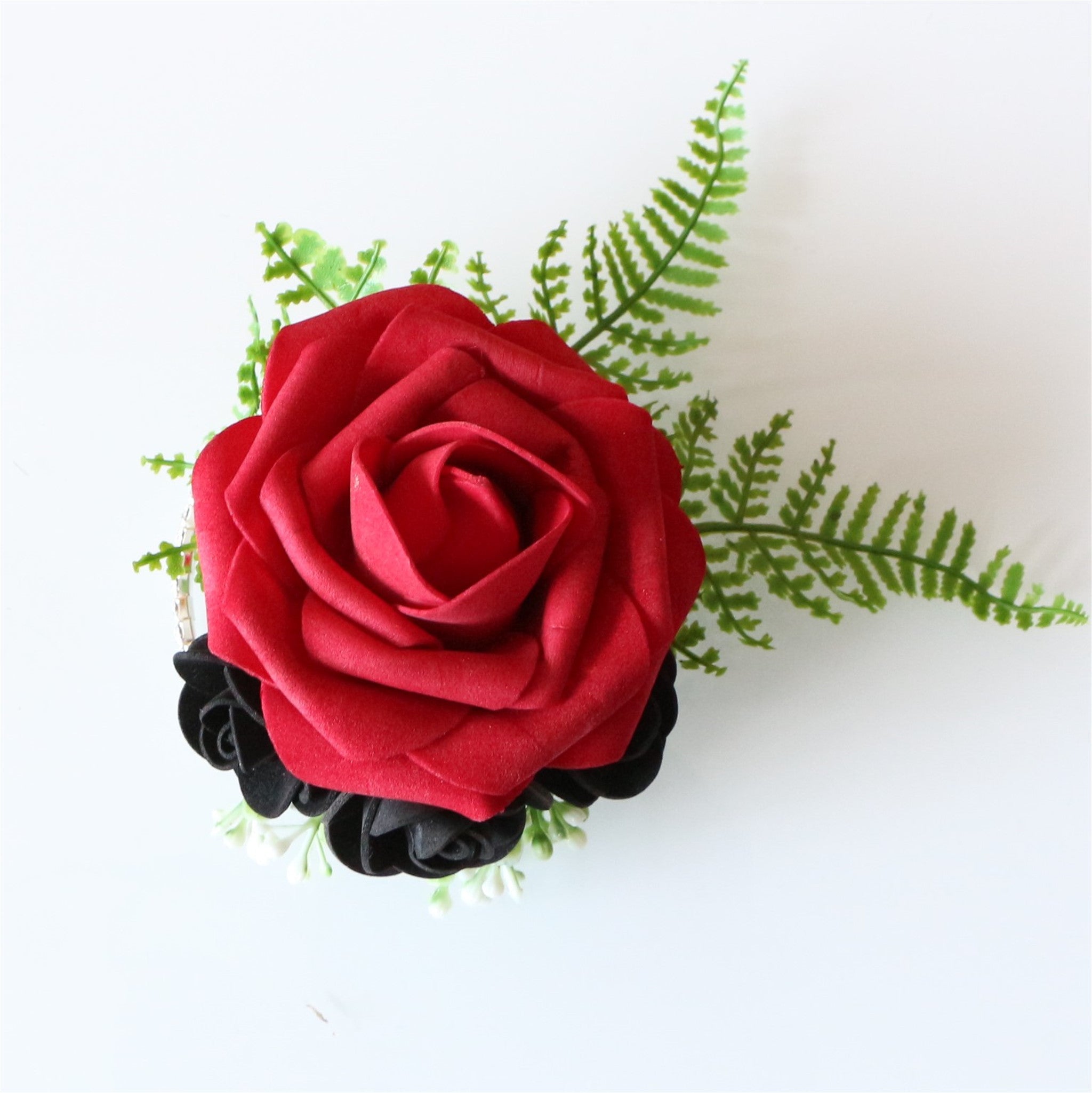 Dark Red White Black Roses Artificial Flower Bouquet
