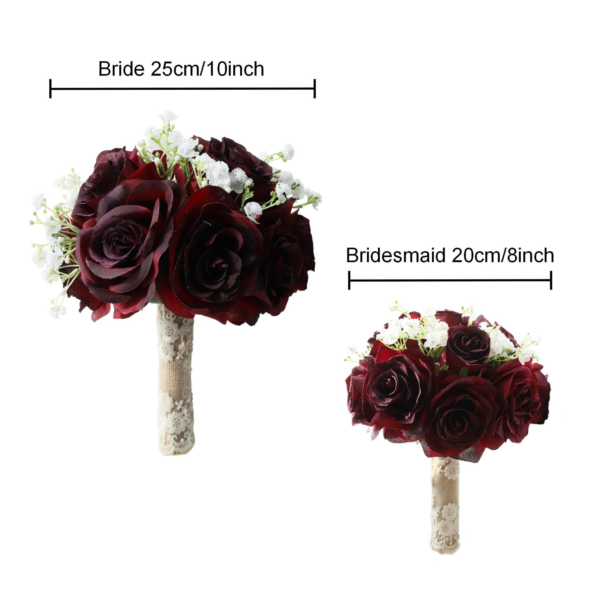Burgundy Rose Flower Fall Wedding Bouquet