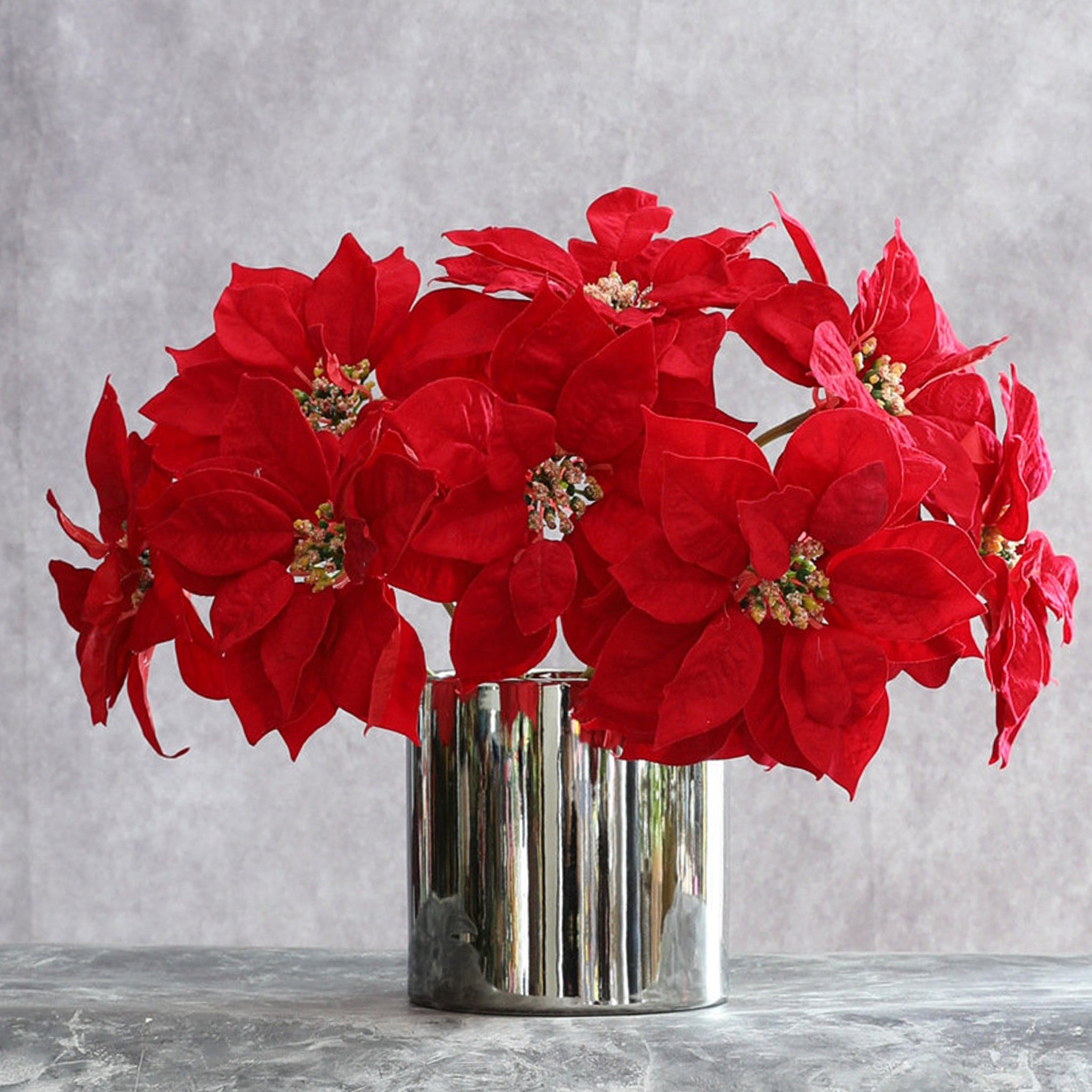 Artificial Red Poinsettia Individual Flowers 12.6"