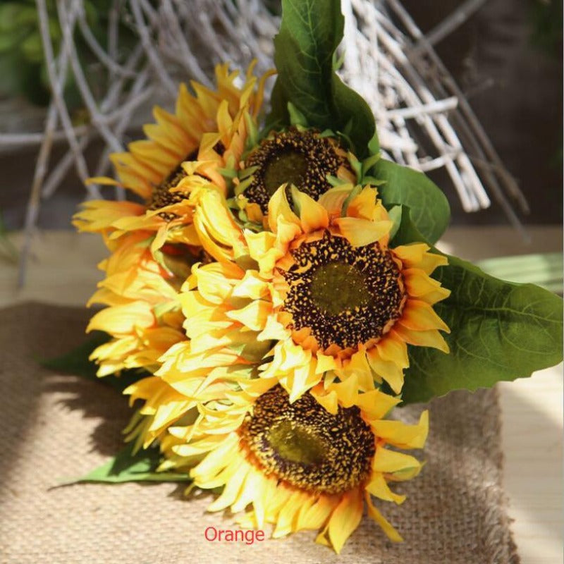 Artificial Sunflower Bouquet for Fall Wedding Bouquet Home Decoration