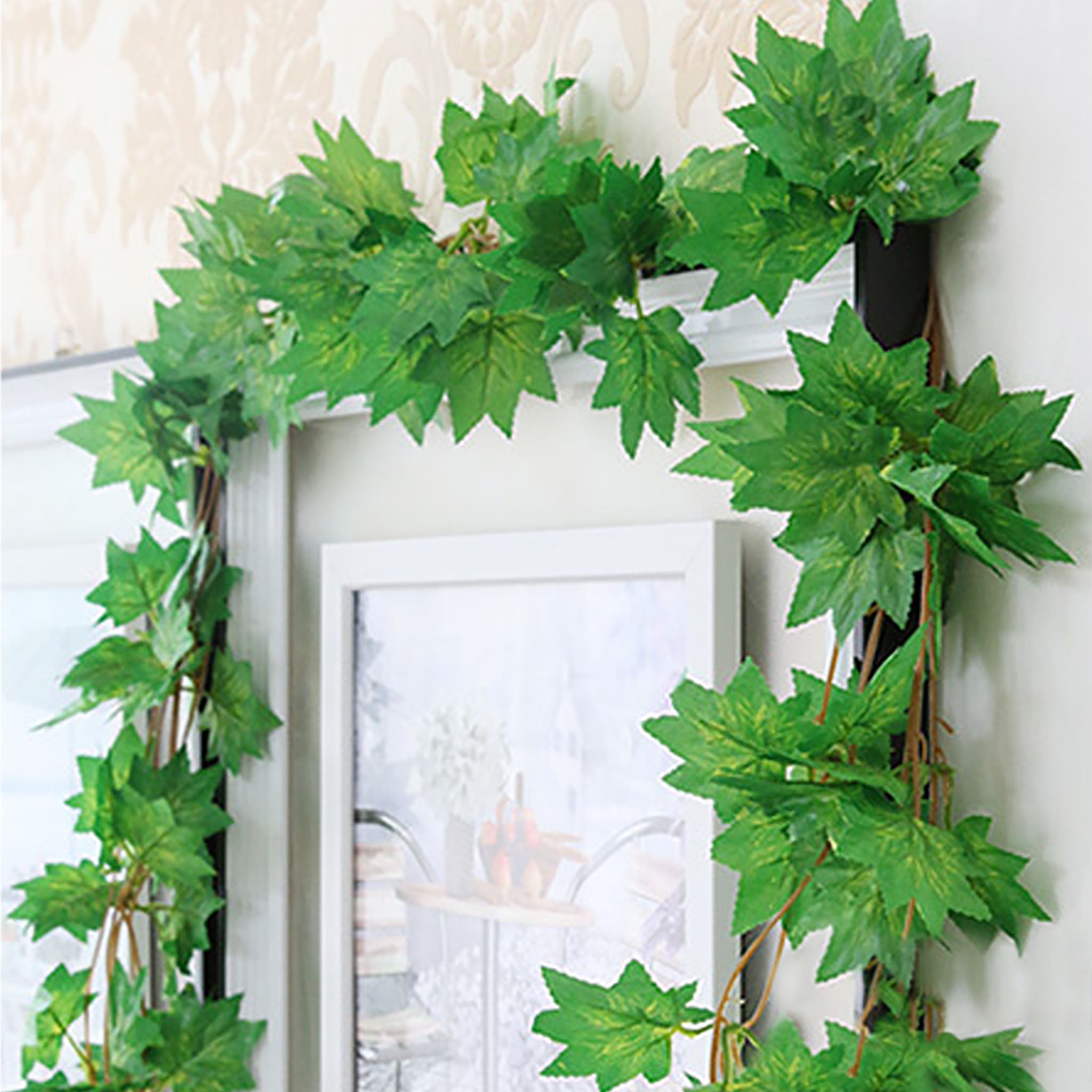 Artificial Green Maple Leaf Garland for Wall Decor