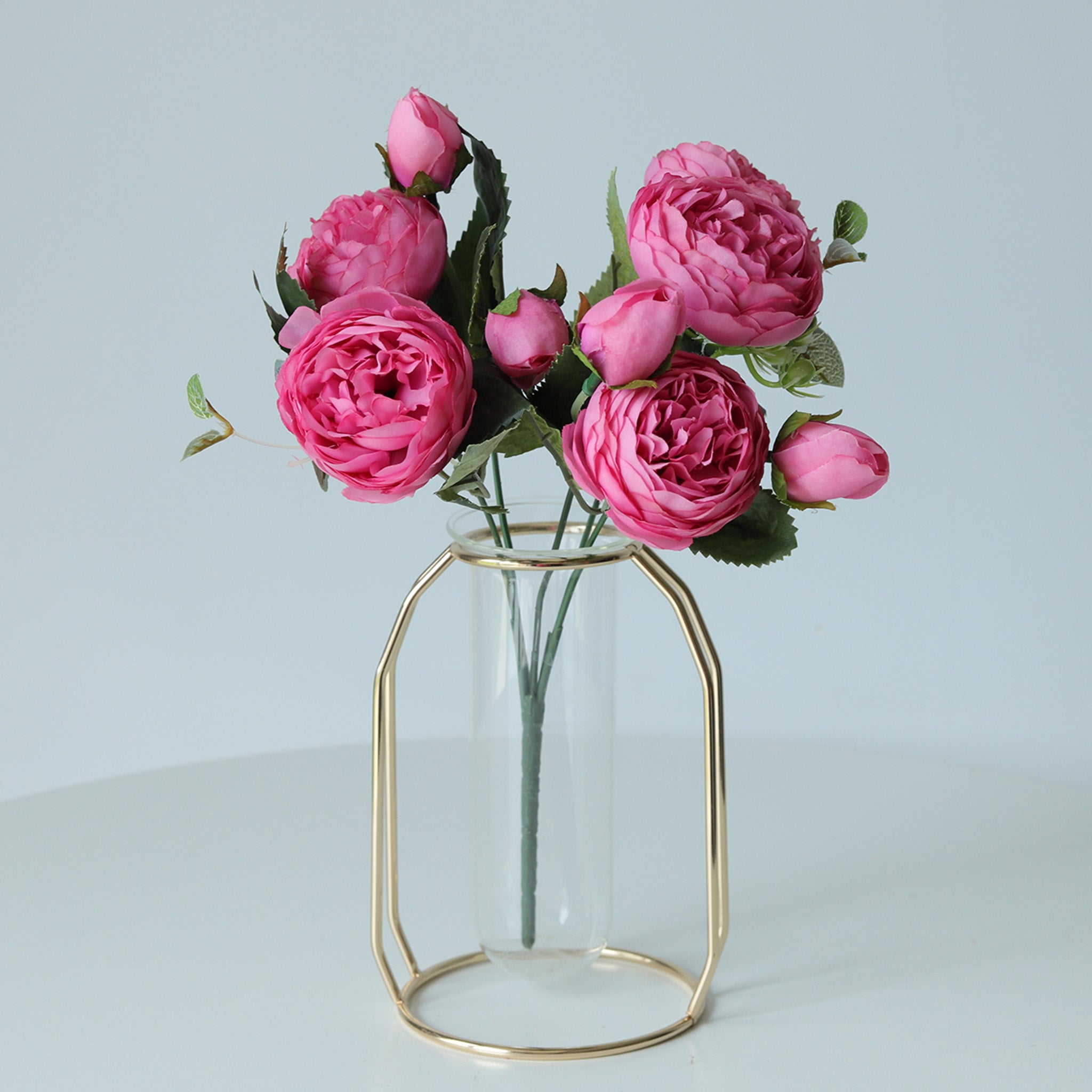 Small Silk Peony Bouquet Fake Flowers Bunches for Wedding