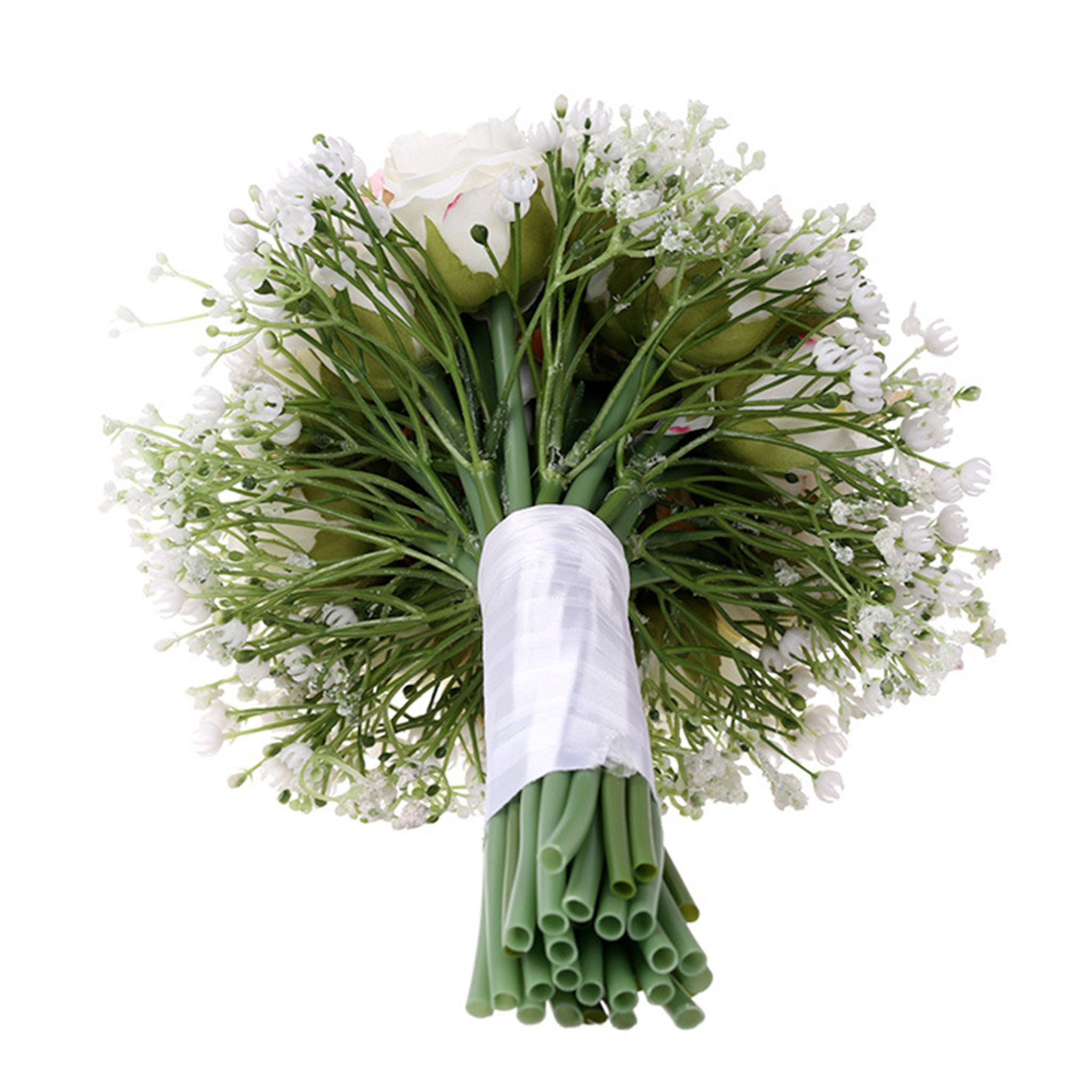 White and Pink Silk Flower Bouquet for Spring Summer Wedding