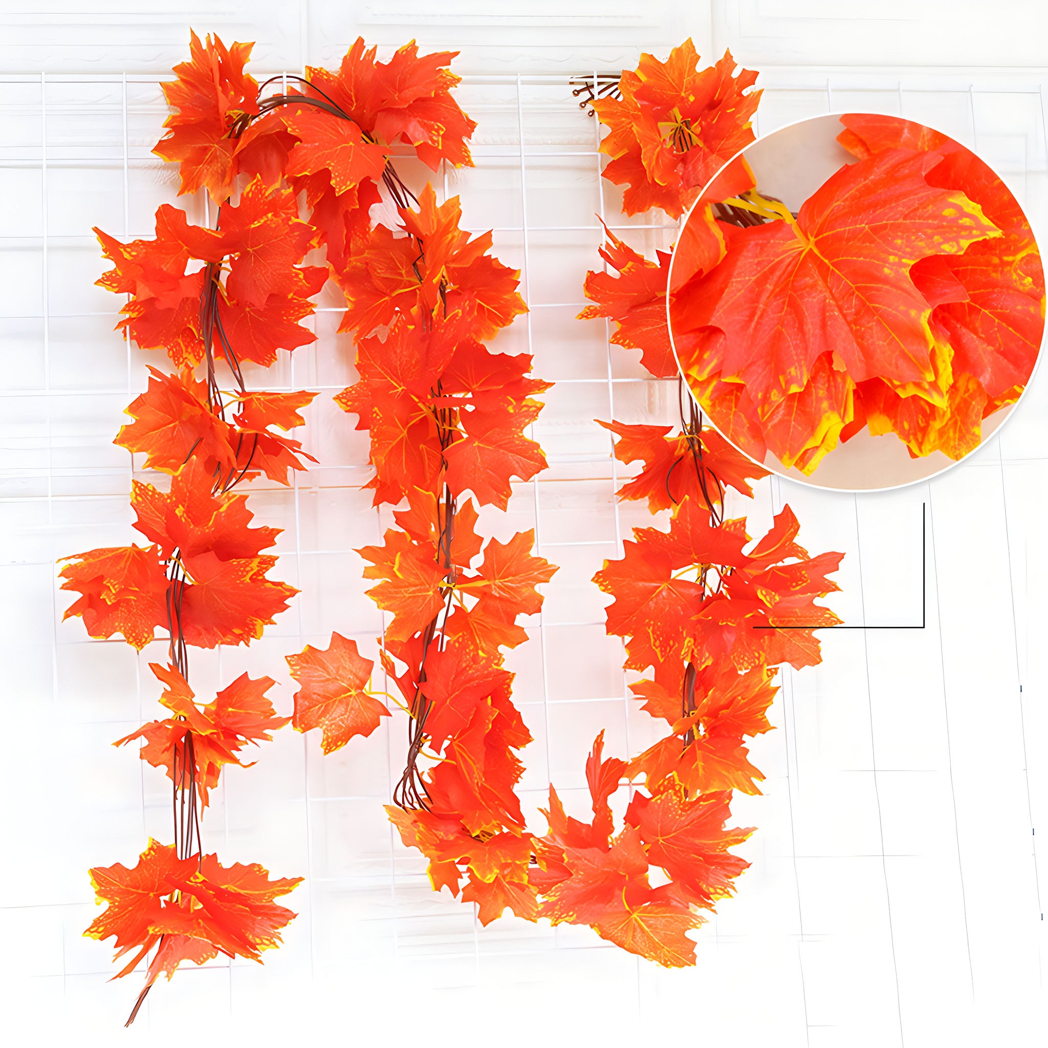 Red Maple Leaf Artificial Garland Wall Decor