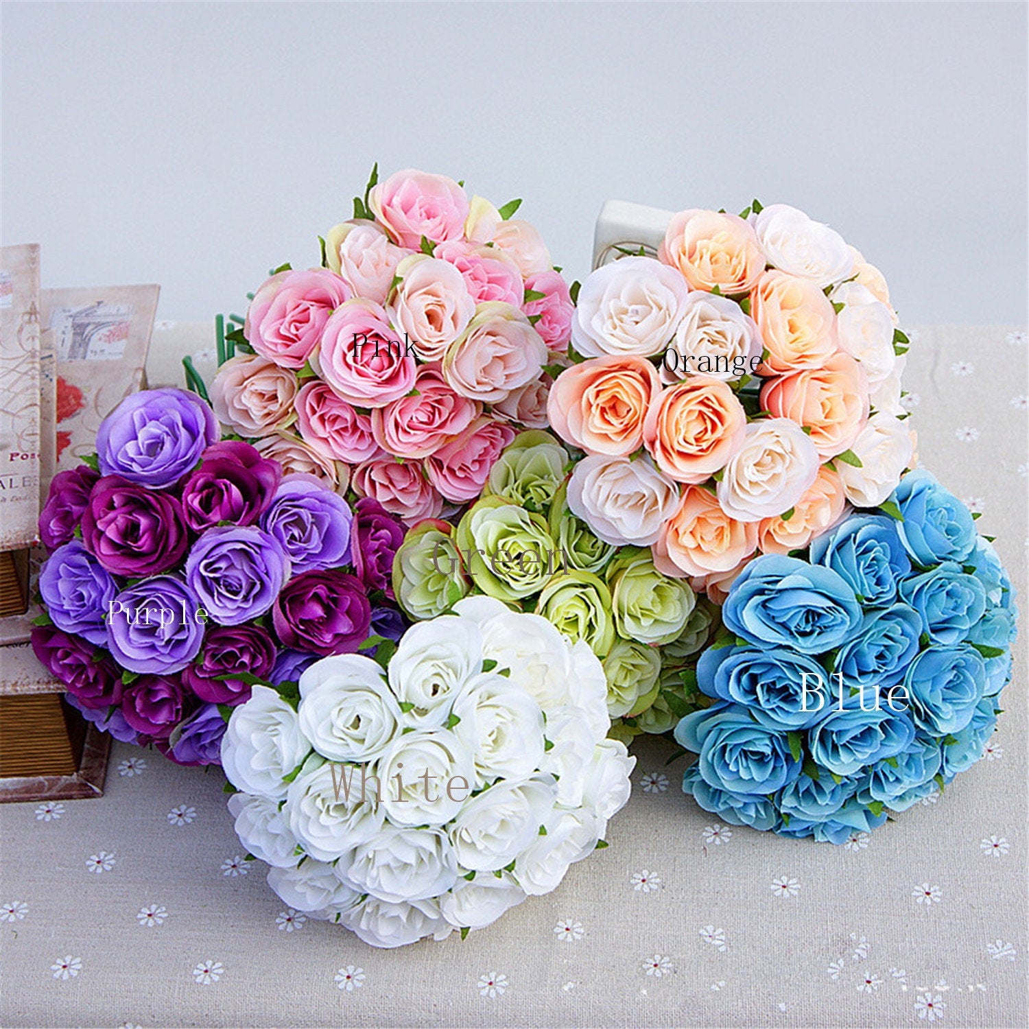 Rose Buds Bouquet Artificial Flowers For Bridal Bridesmaids Bouquet diy