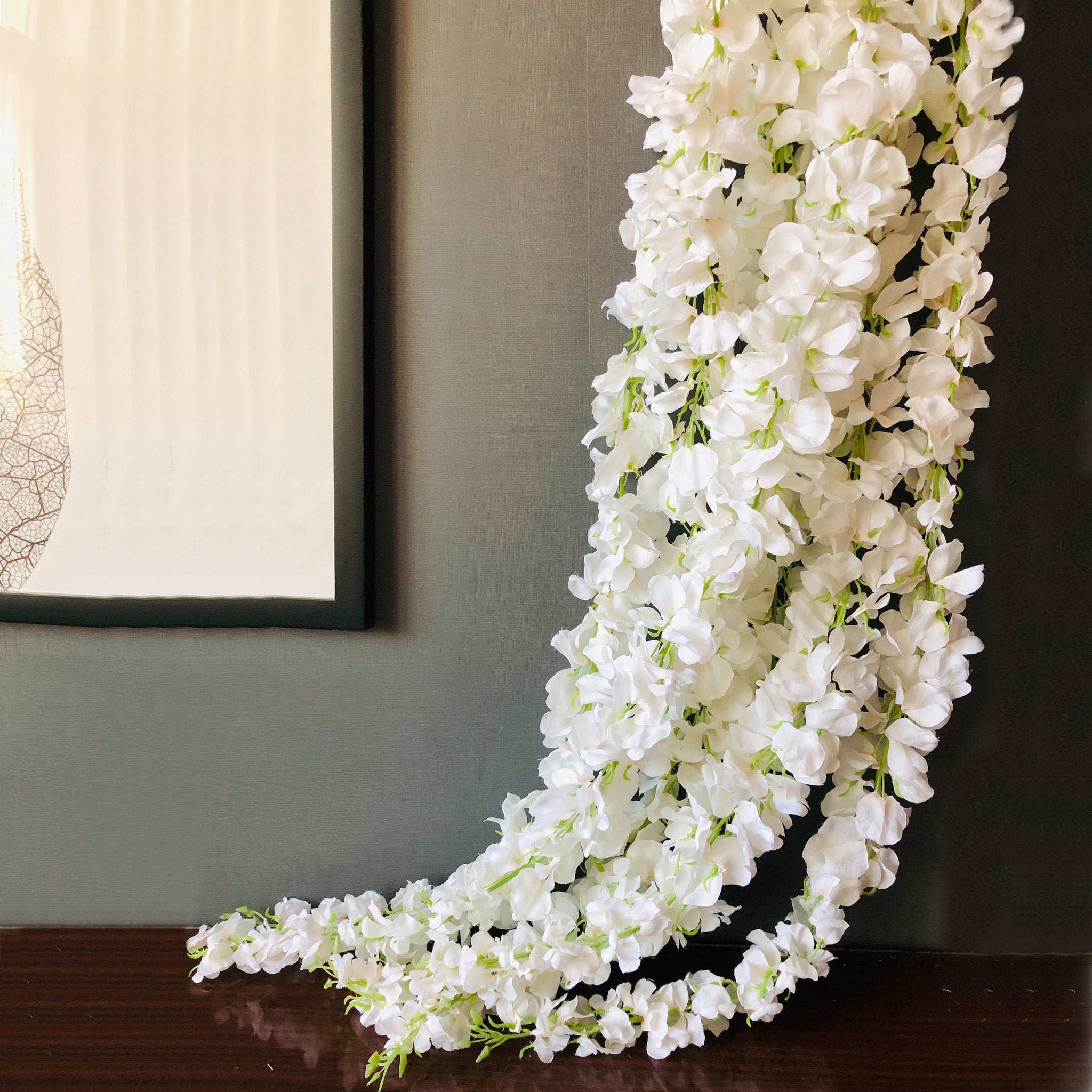 White Wisteria Vines Artificial Hanging Flower Garland