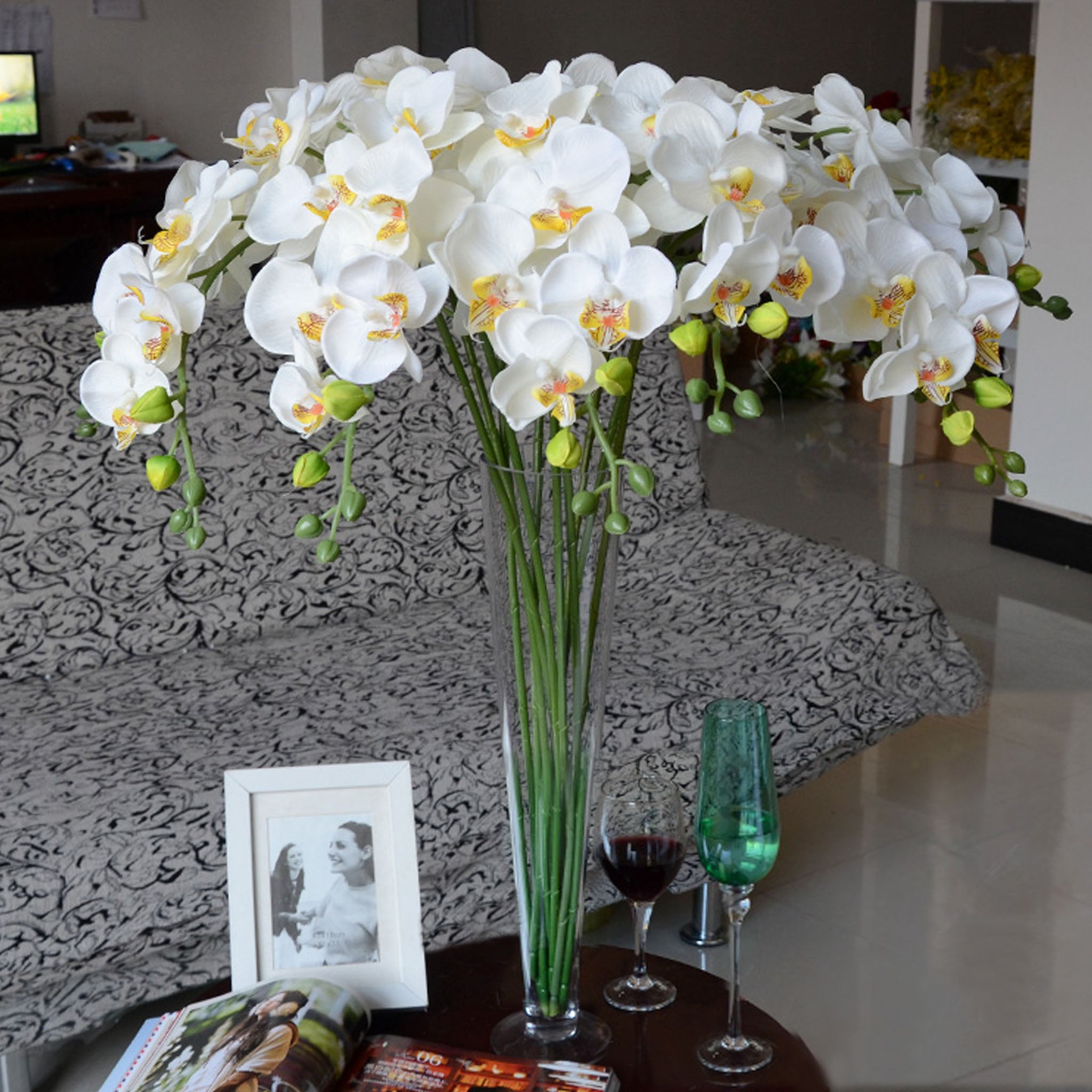 Orchid Centerpieces Butterfly Artificial Flowers 5pcs Wedding Dinner Venue Decoration