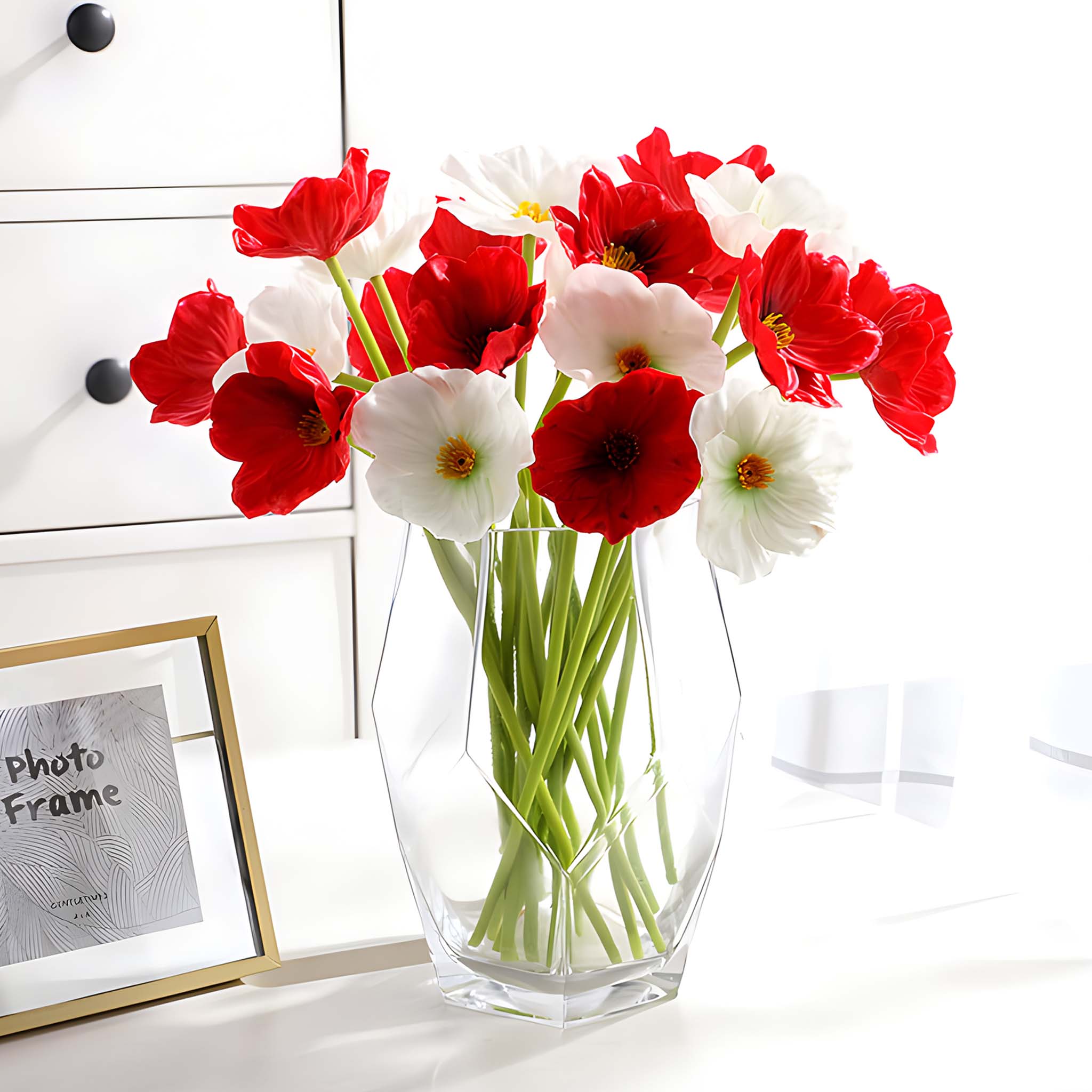 Real Touch Flowers PU Poppy Anemones 10 Blooms