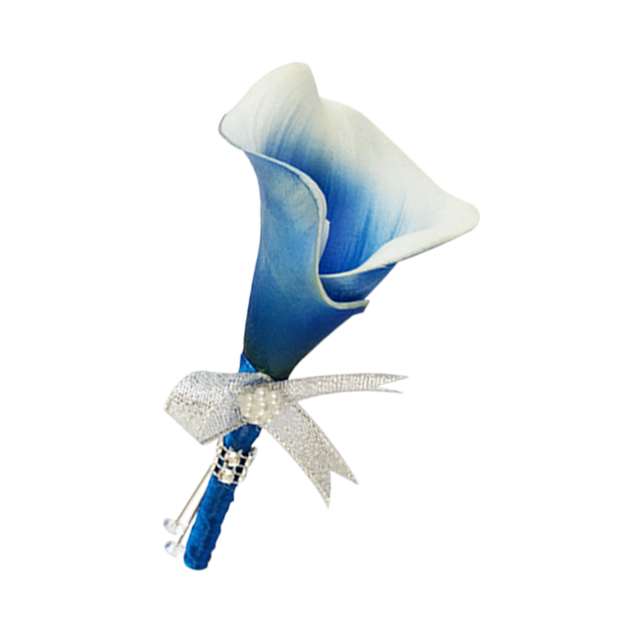 Wedding Best Man Corsage Blue Calla Lily Boutineer
