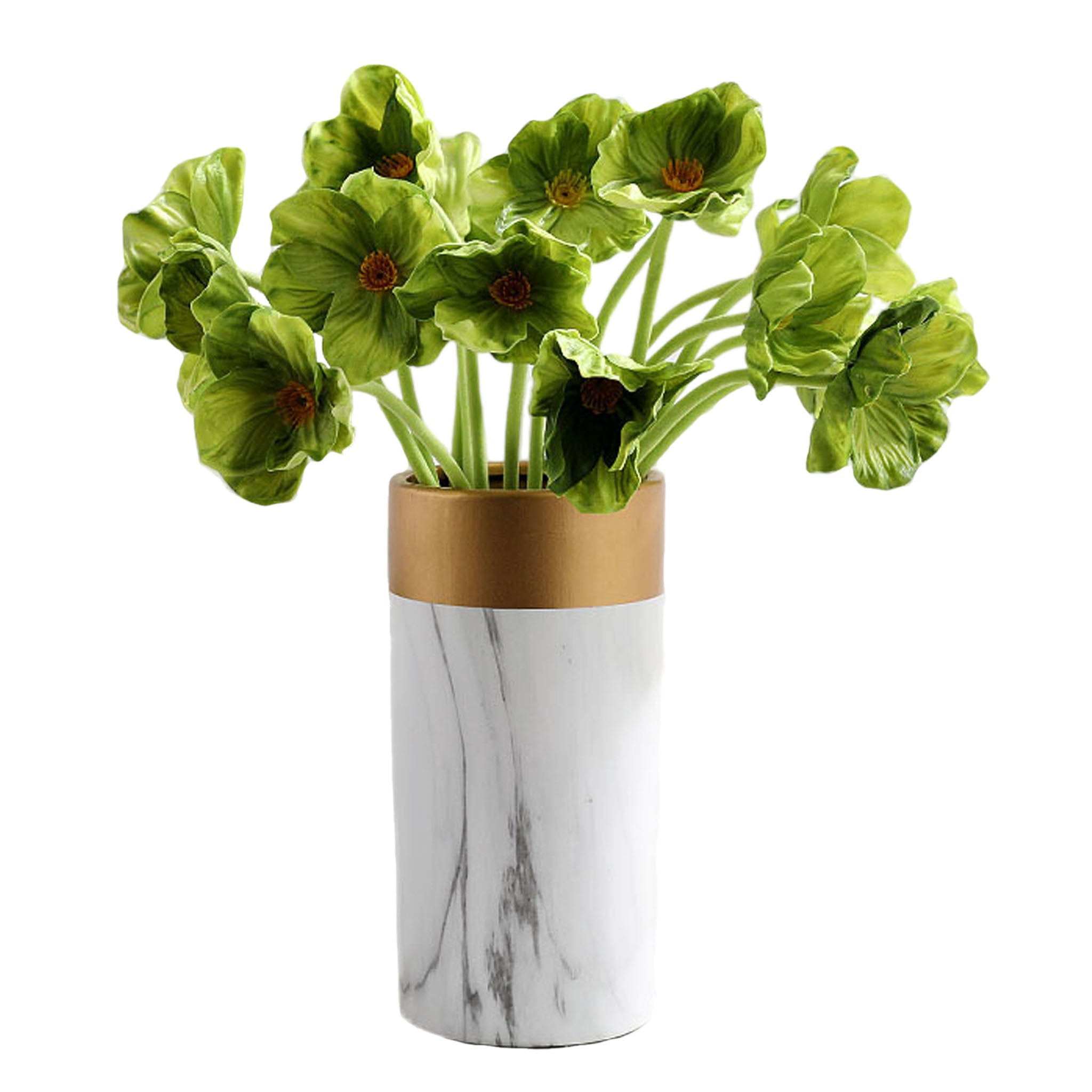 Artificial Poppies Green PU Real Touch Flowers