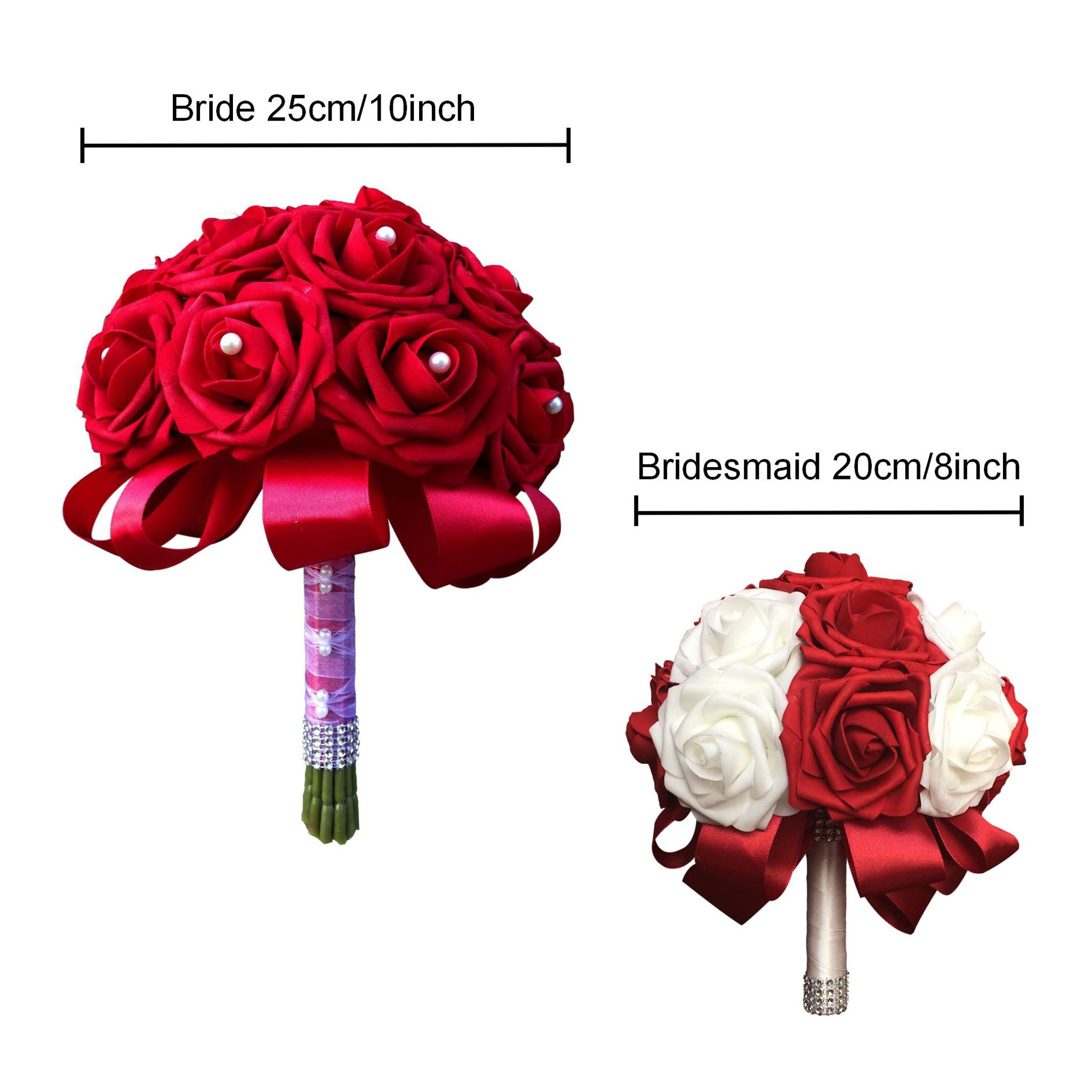 Dark Red White Black Roses Artificial Flower Bouquet