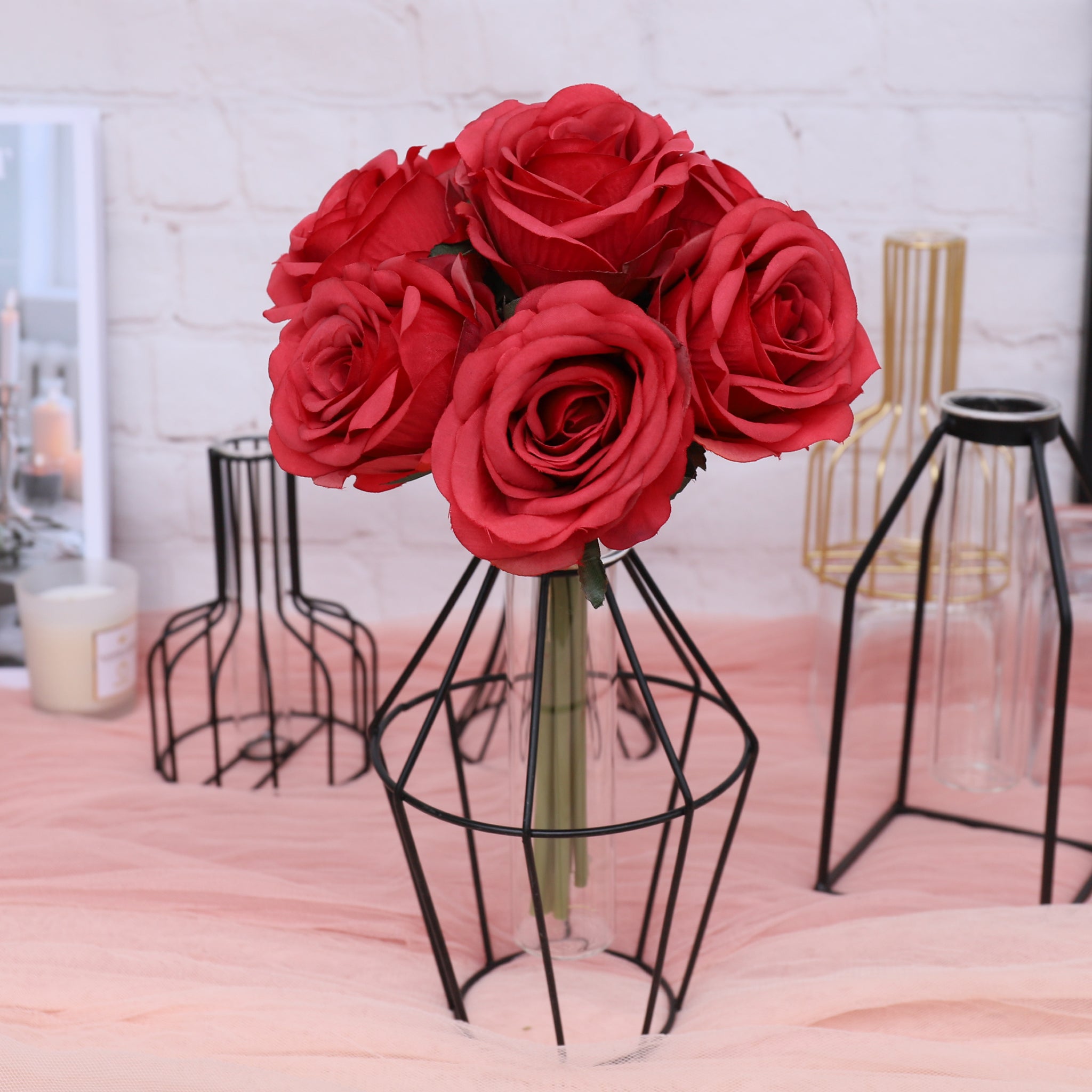 Silk Rose Bouquet 7 Individual Flowers