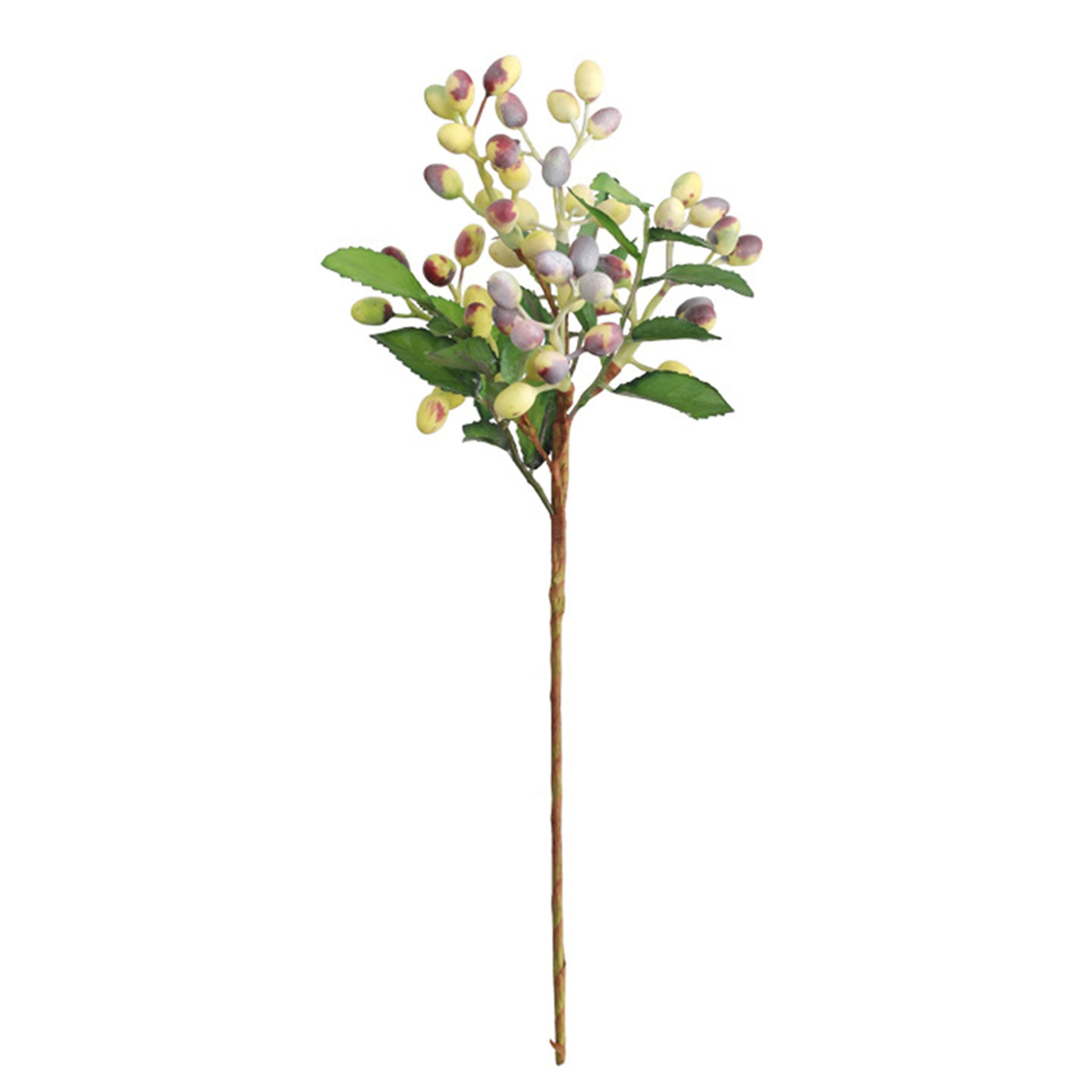 Faux Olive Berry Branch Blueberries with Leaves