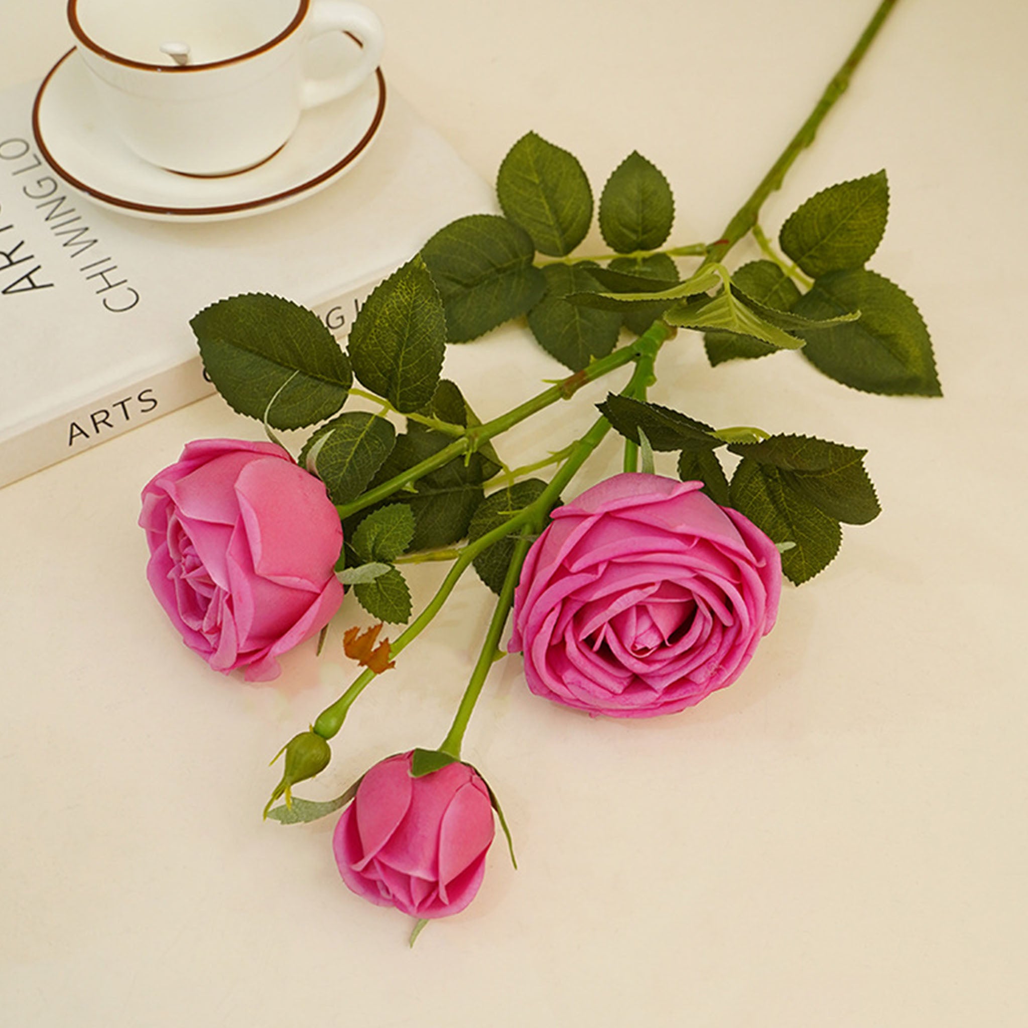 Real Touch Cabbage Roses Realistic Spray Flowers