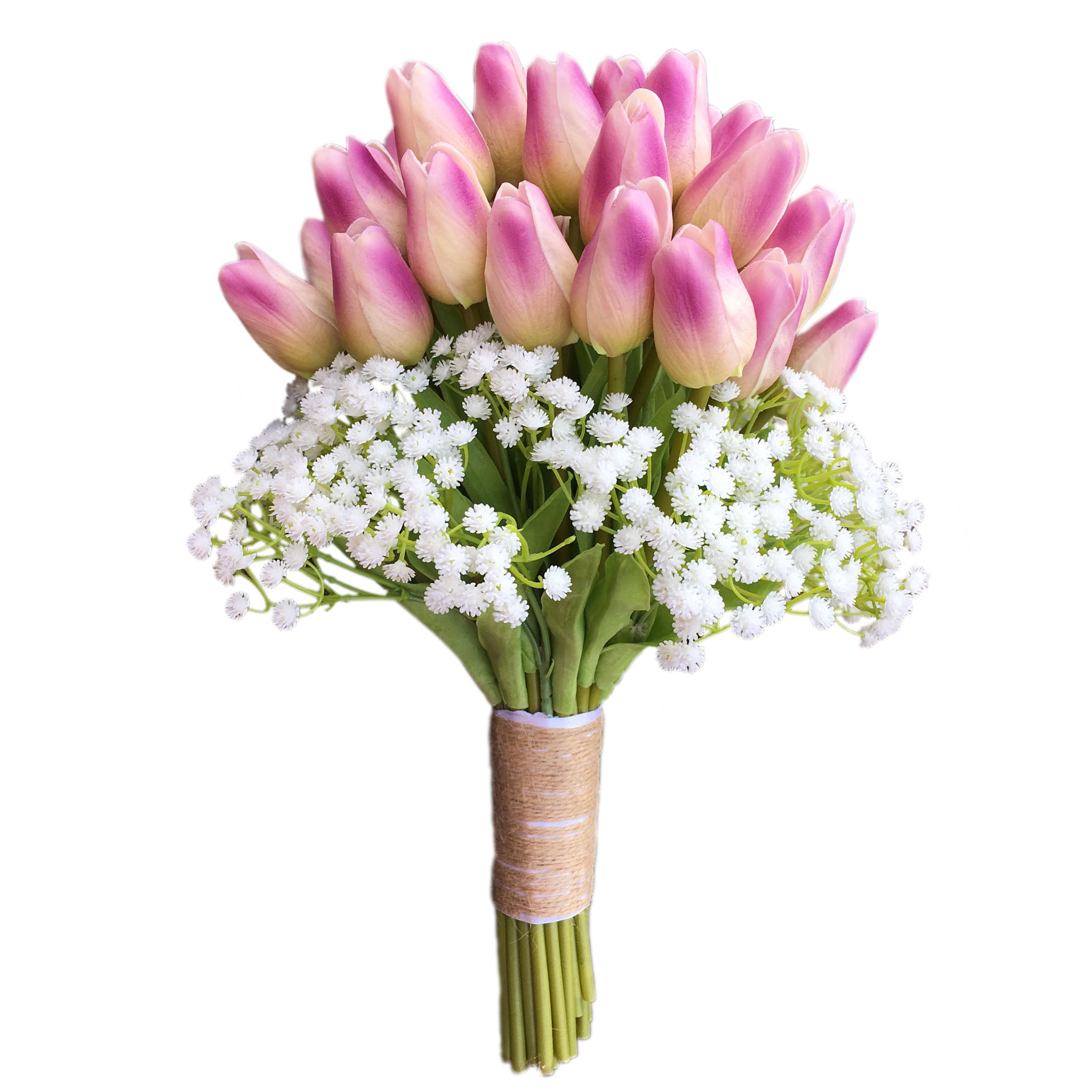 Bridal Tulips Bouquet with Babysbreath Faux Tulip Bouquet