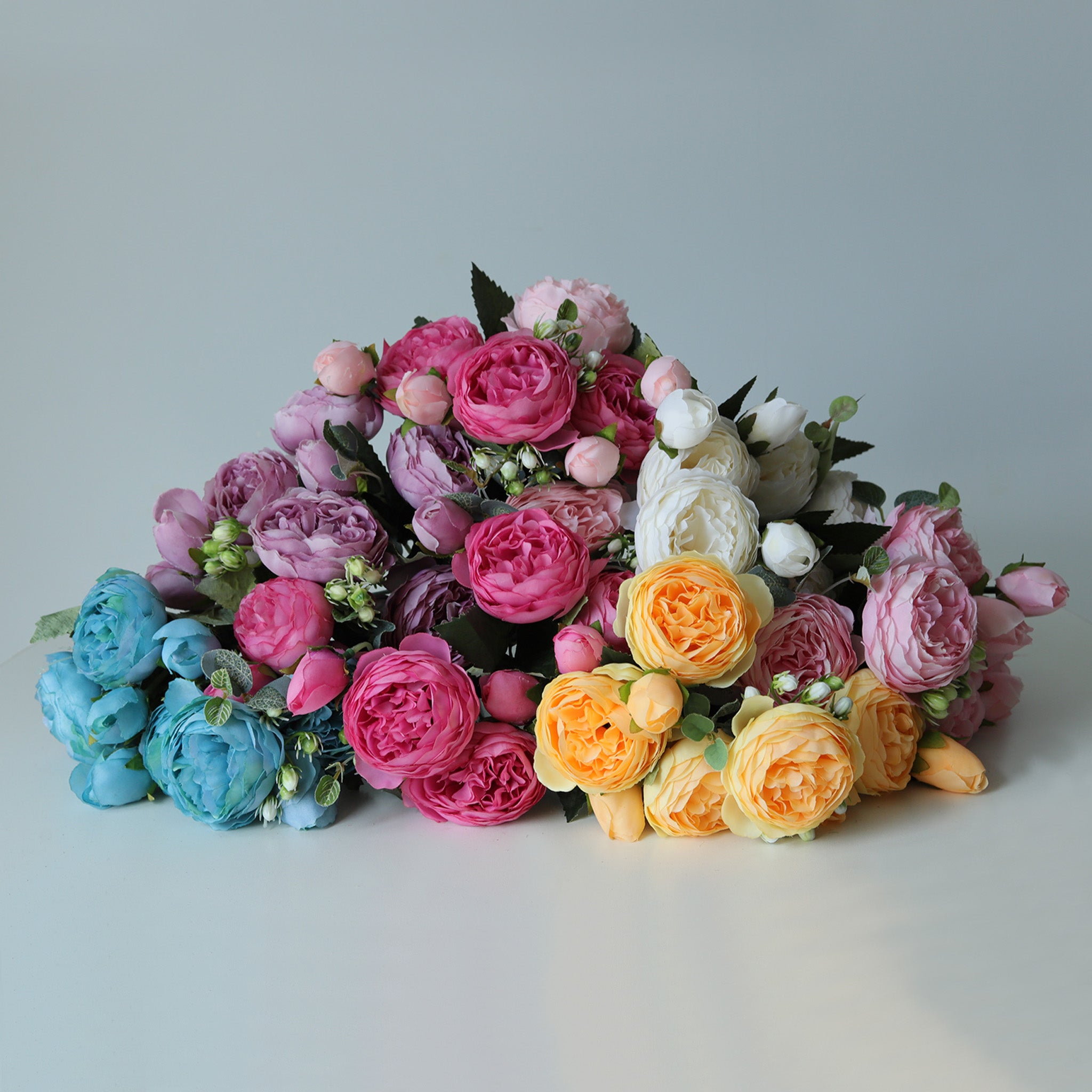 Small Silk Peony Bouquet Fake Flowers Bunches for Wedding