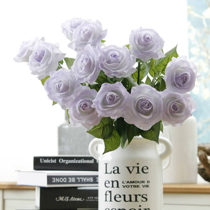 Real Touch Roses Lilac Wedding Flowers Floral Centerpieces 10pcs