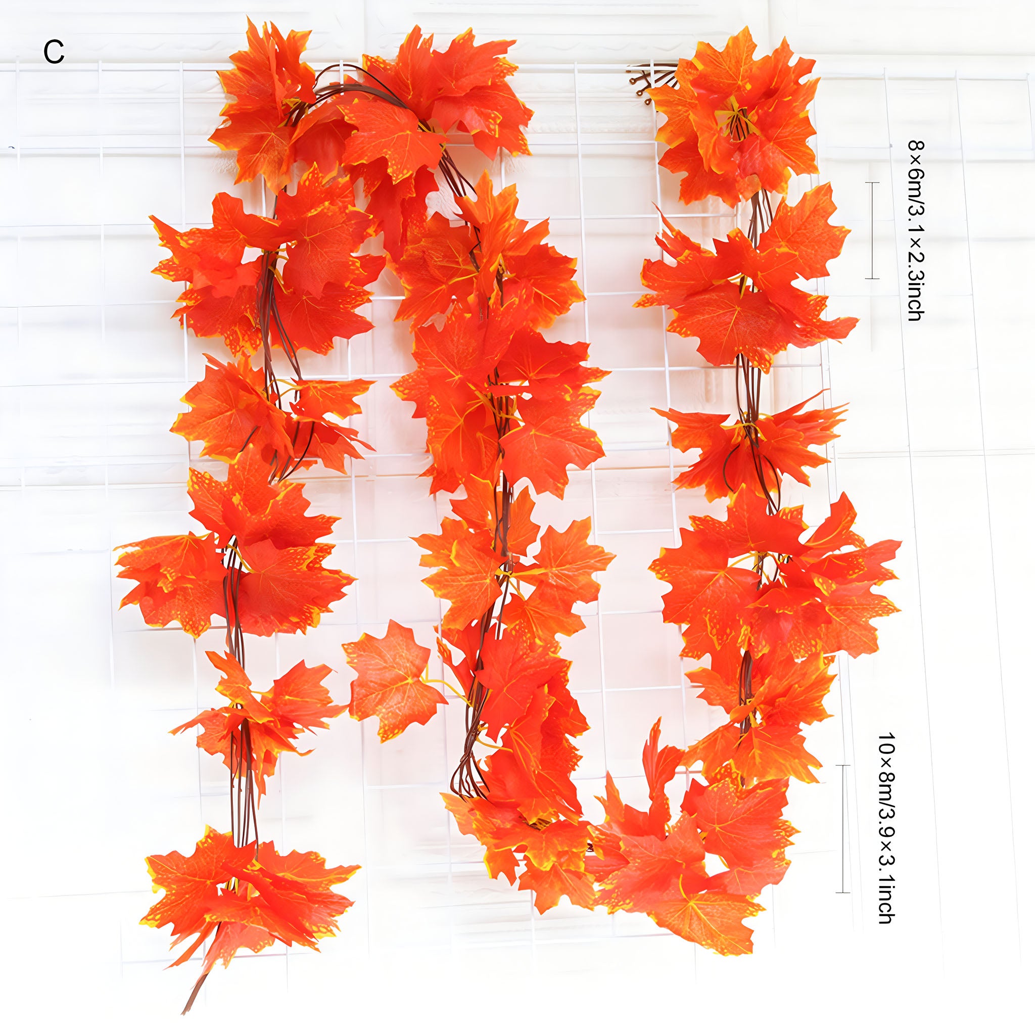 Red Maple Leaf Artificial Garland Wall Decor
