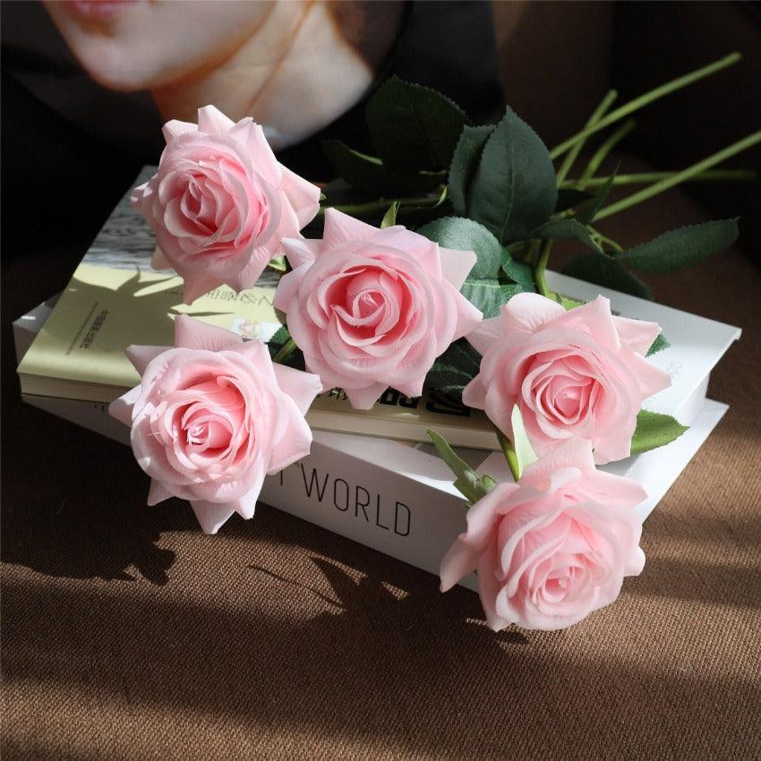 Latex Roses Silk Flowers Artificial 10 Stems for Home Decor