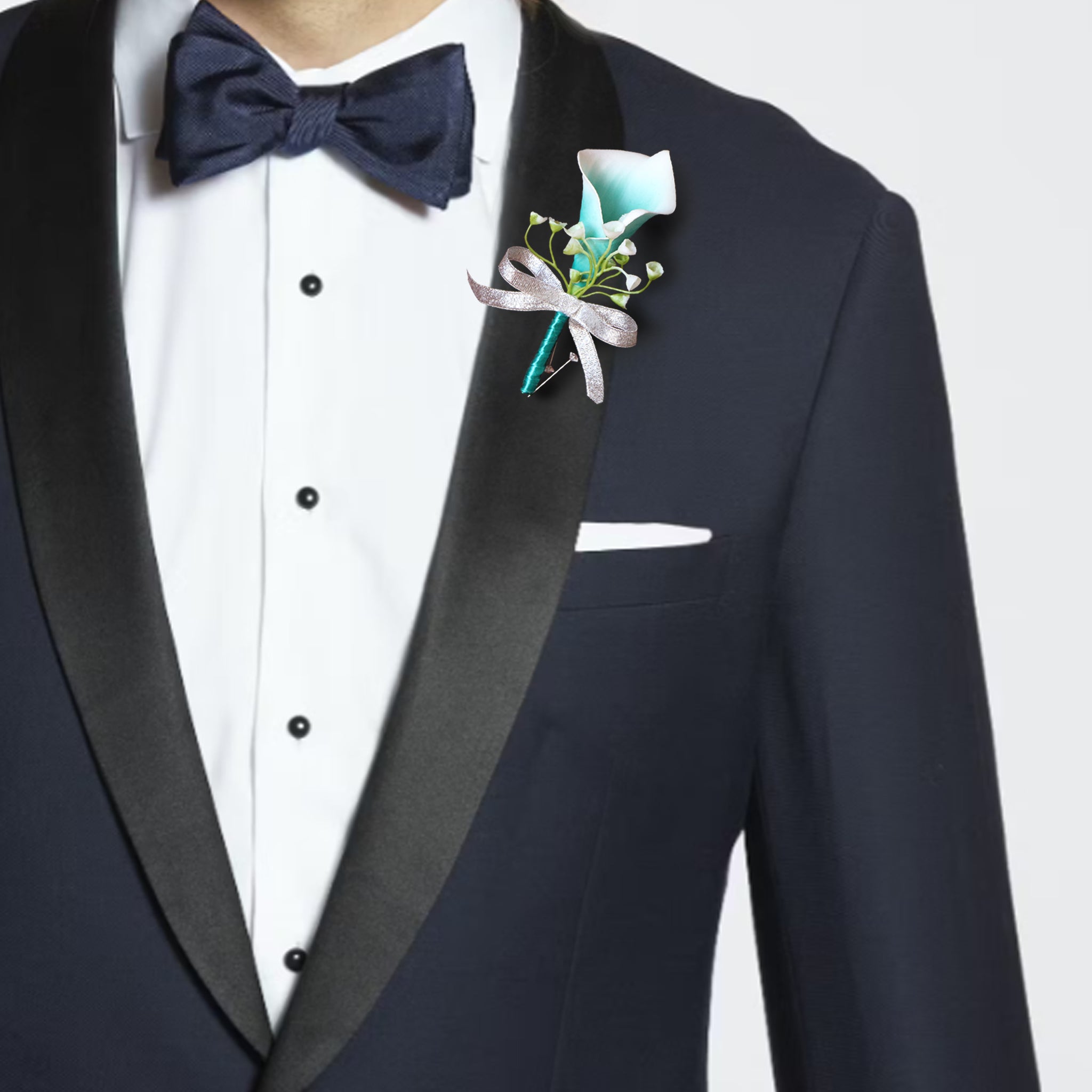 Boutonniere Wedding Teal Flower for Men Calla Lily