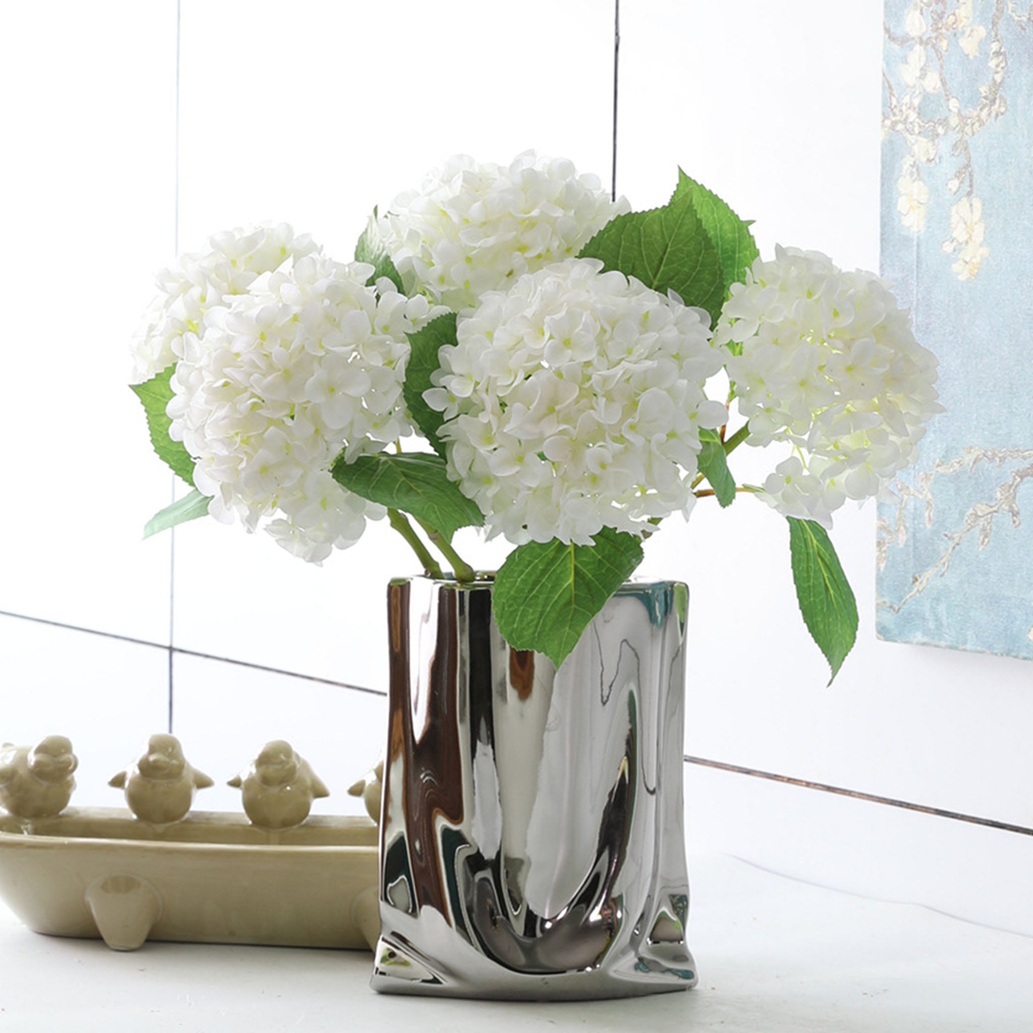 Realistic Fake Hydrangea Flowers 18"