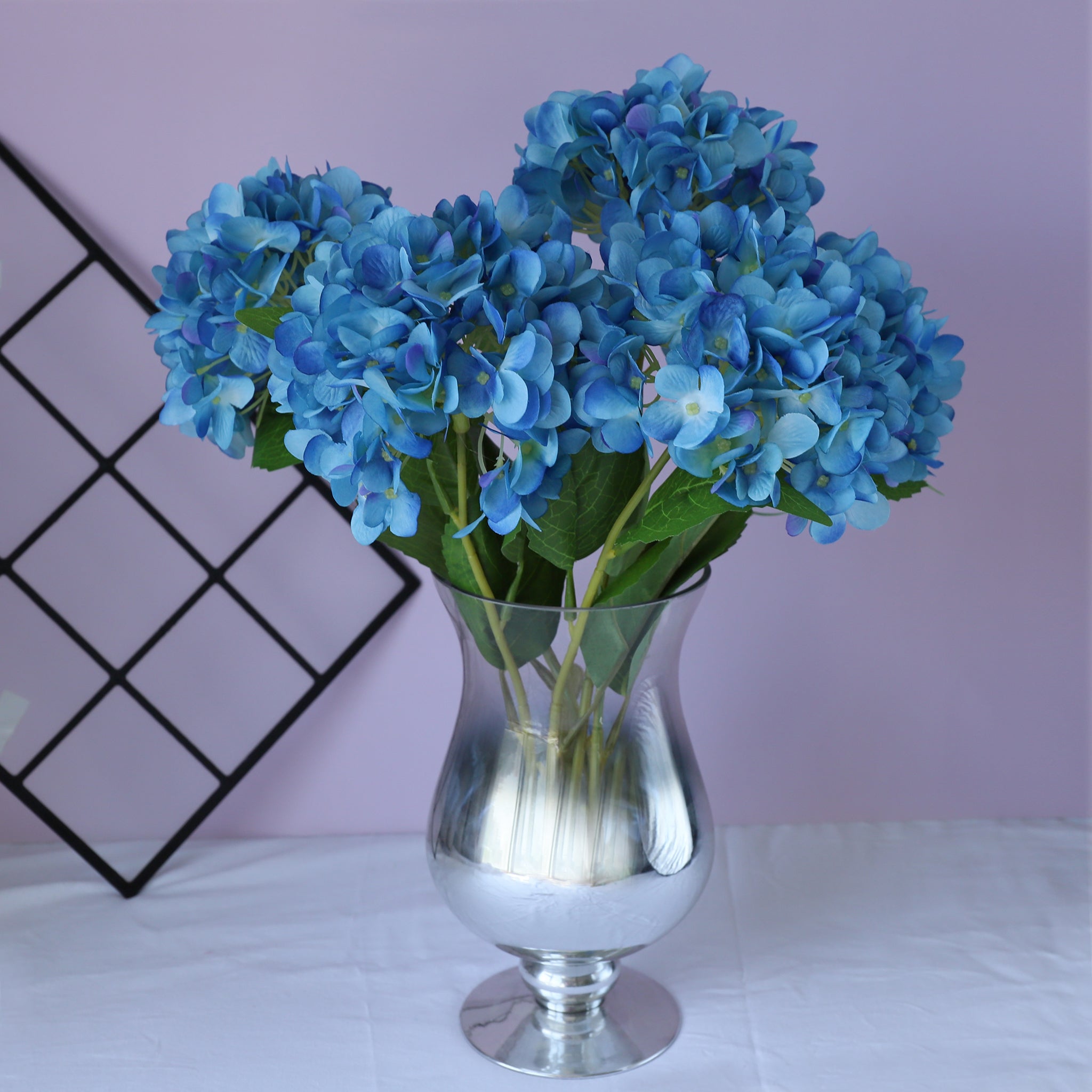 Fake Hydrangea Bush White Blue Teal Spa