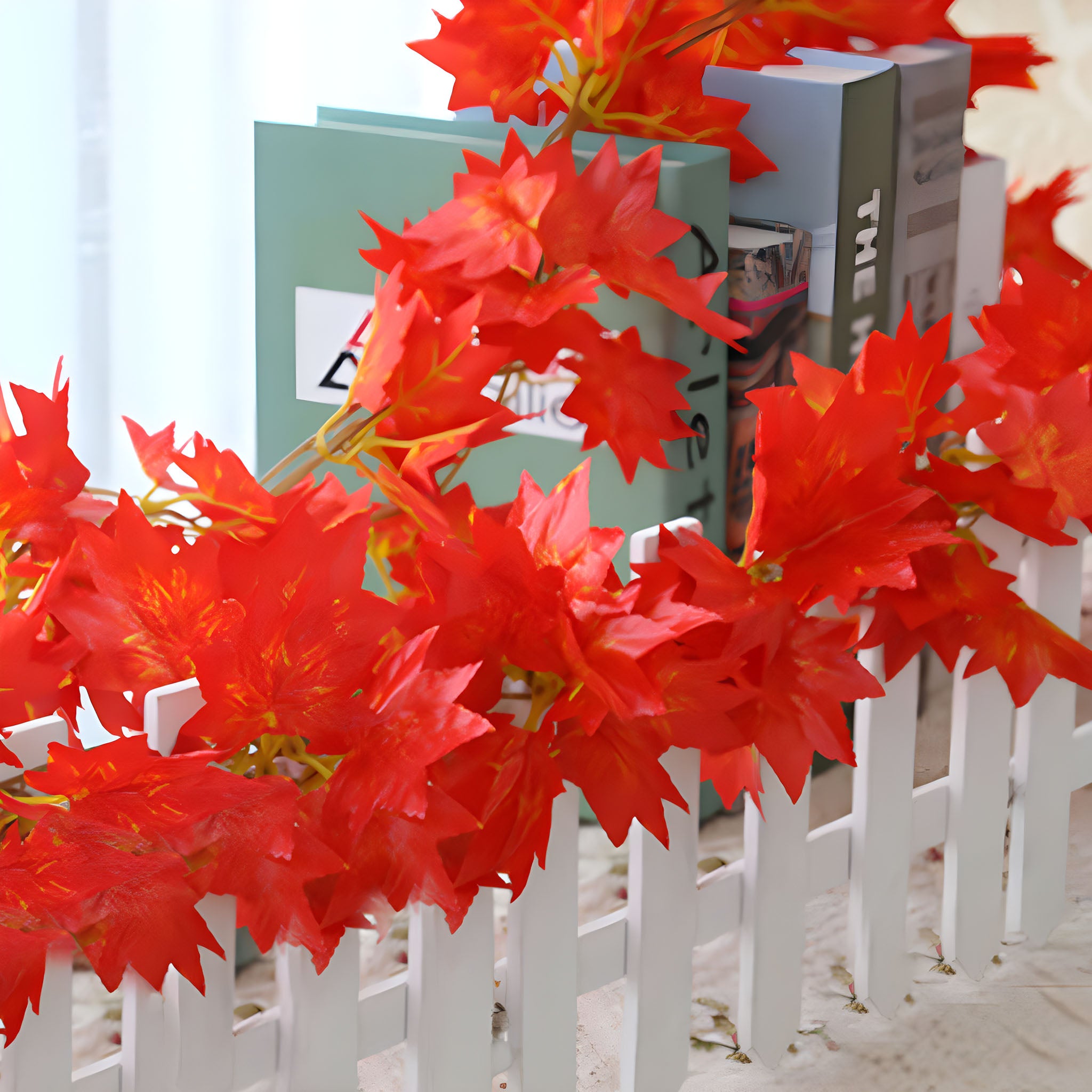 Red Maple Leaf Artificial Garland Wall Decor