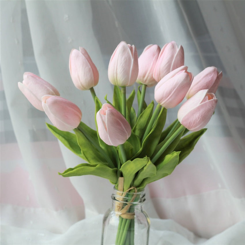 Pink Tulips Artificial Flower Bouquet for Wedding Bridal Flowers