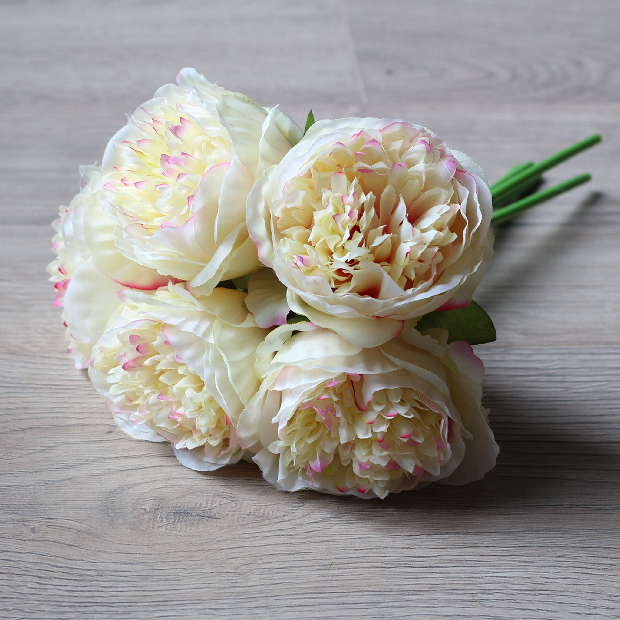 Champagne Silk Peony Bouquet Quality Wedding Flowers 5 Heads Peonies Crafts
